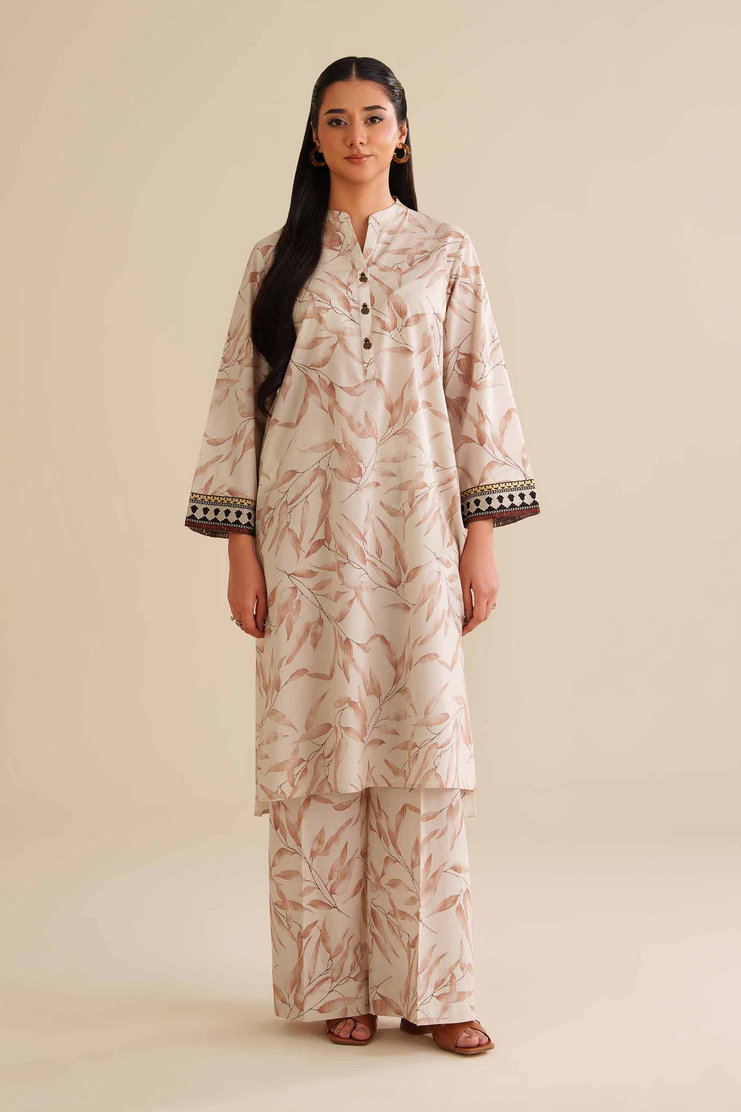 2 Piece - Printed Embroidered Suit - PW25-58