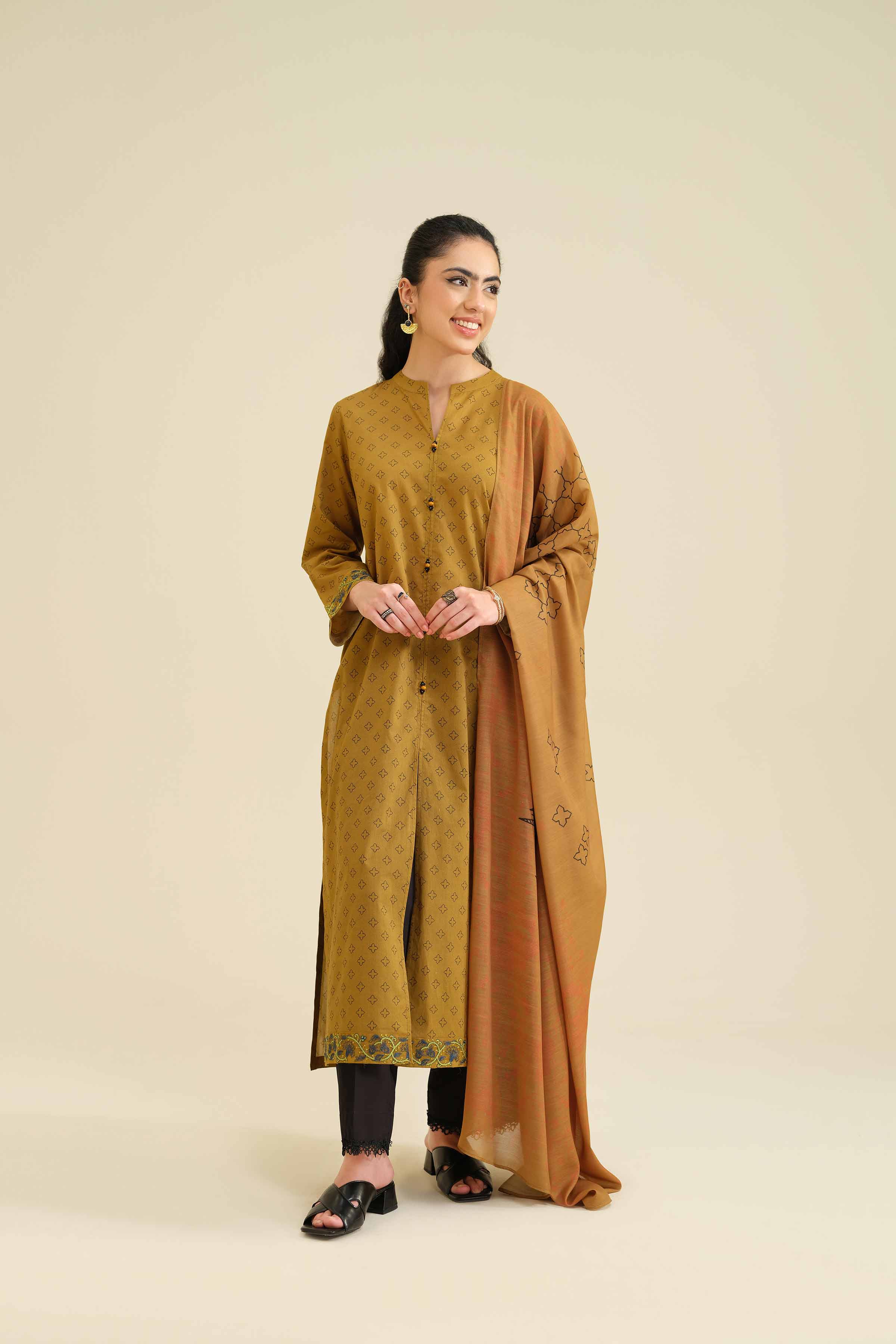 2 Piece - Printed Embroidered Suit - PW25-72