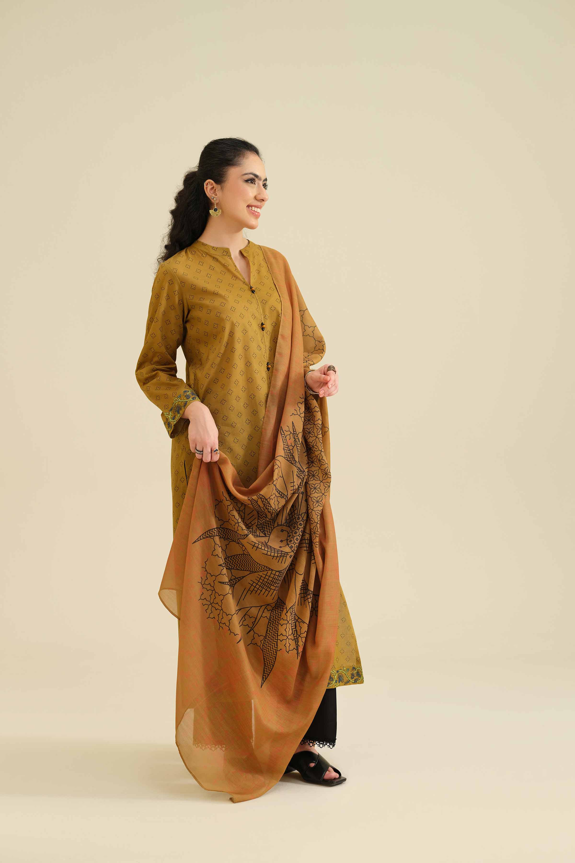2 Piece - Printed Embroidered Suit - PW25-72
