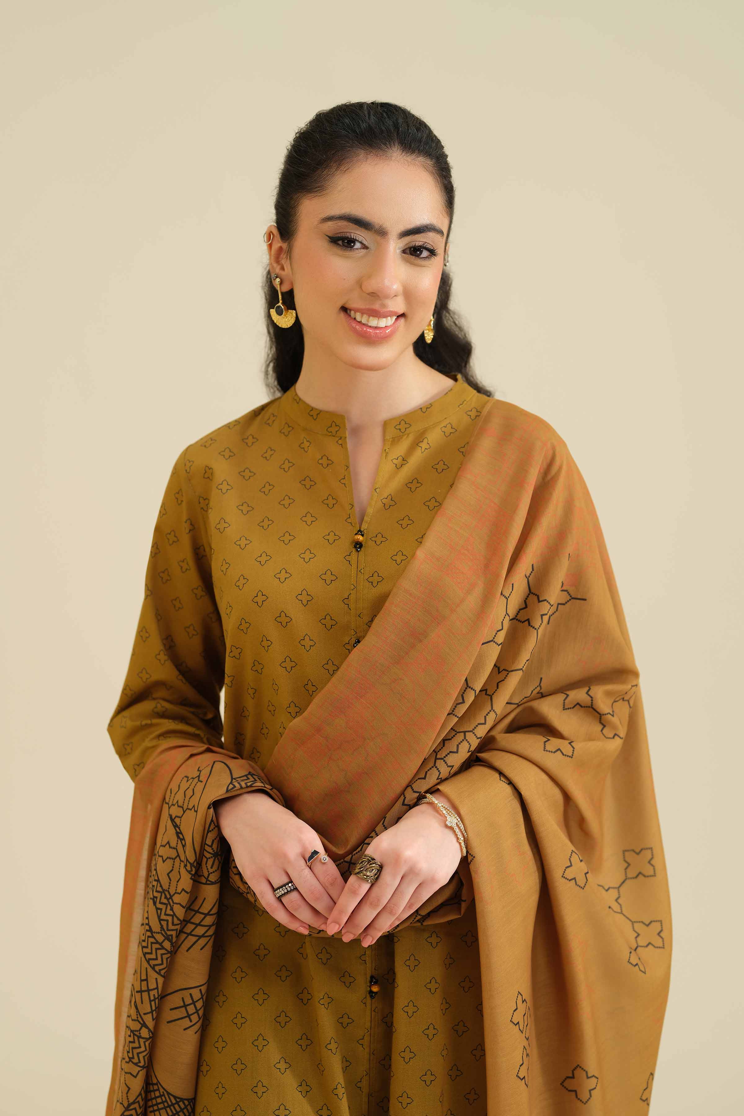 2 Piece - Printed Embroidered Suit - PW25-72