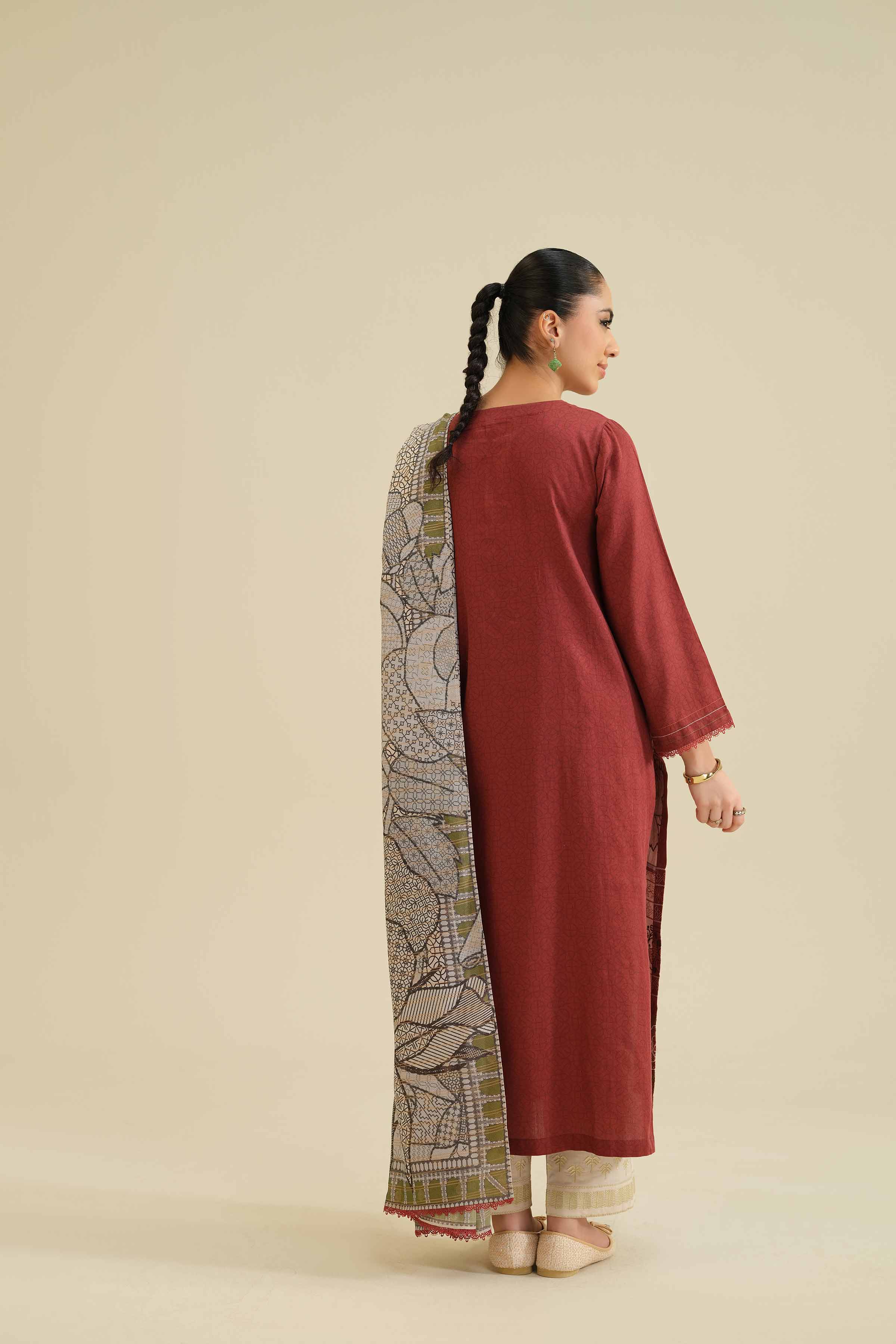 2 Piece - Printed Embroidered Suit - PW25-74