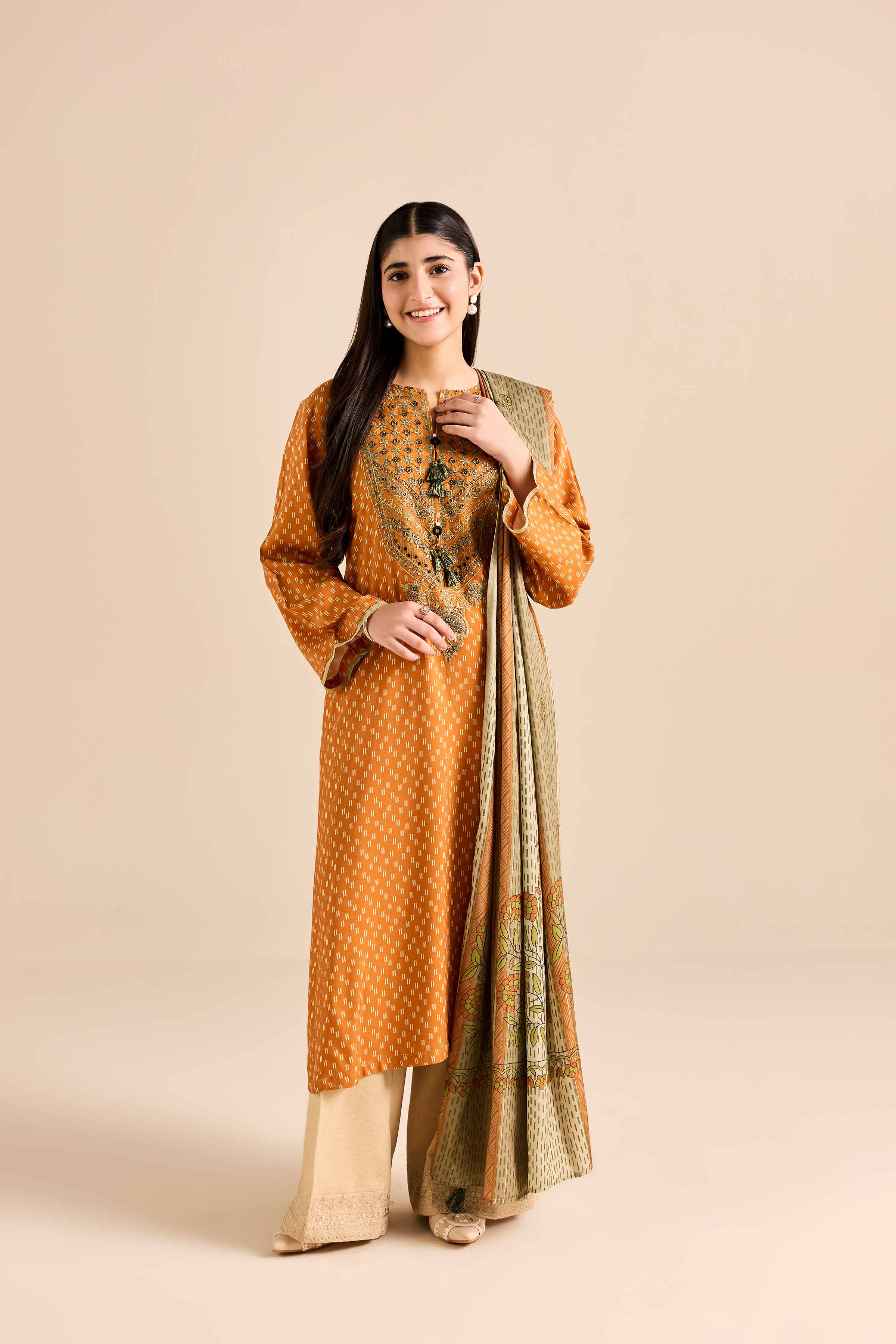 2 Piece - Printed Embroidered Suit - PW25-78