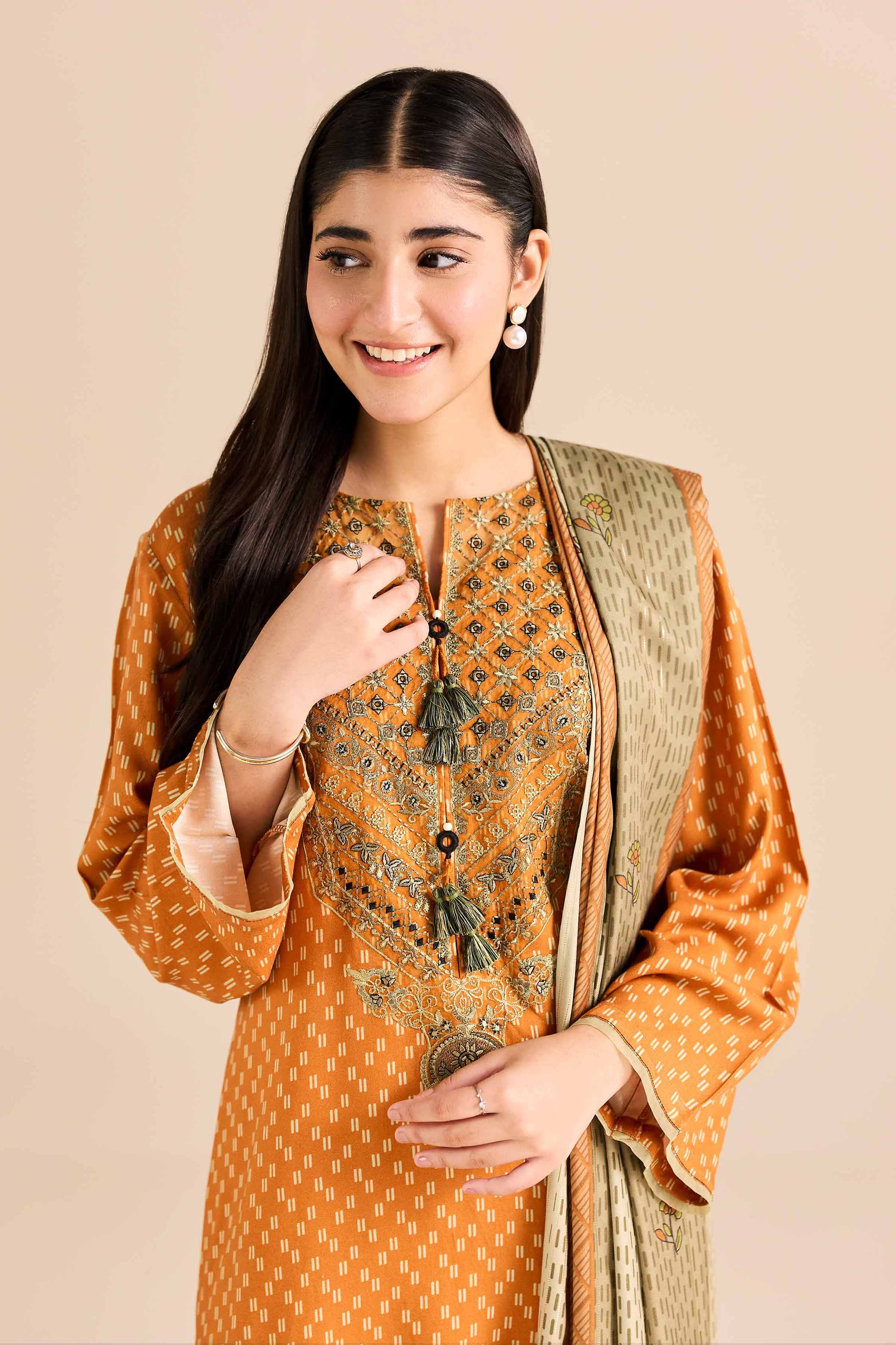 2 Piece - Printed Embroidered Suit - PW25-78