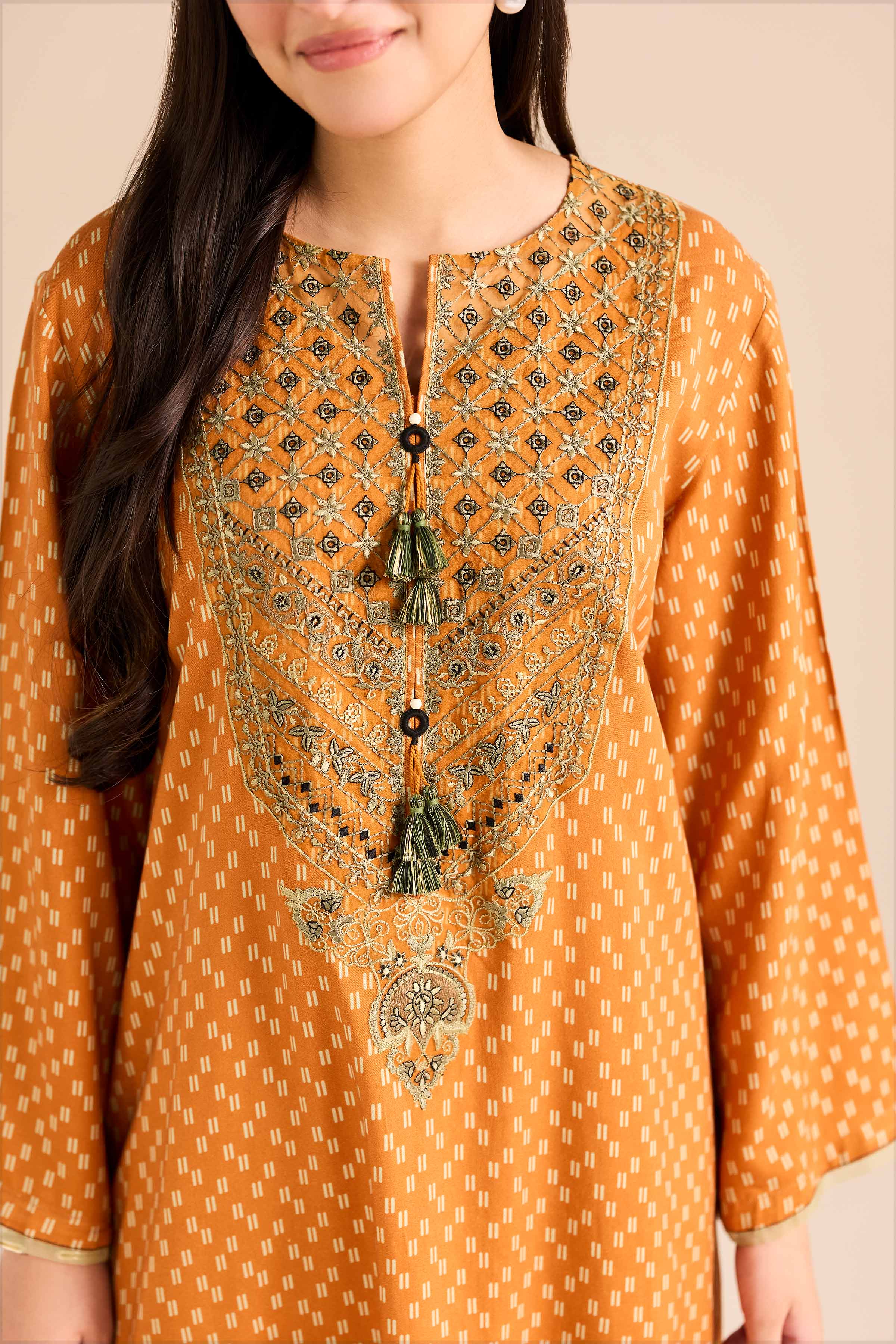 2 Piece - Printed Embroidered Suit - PW25-78