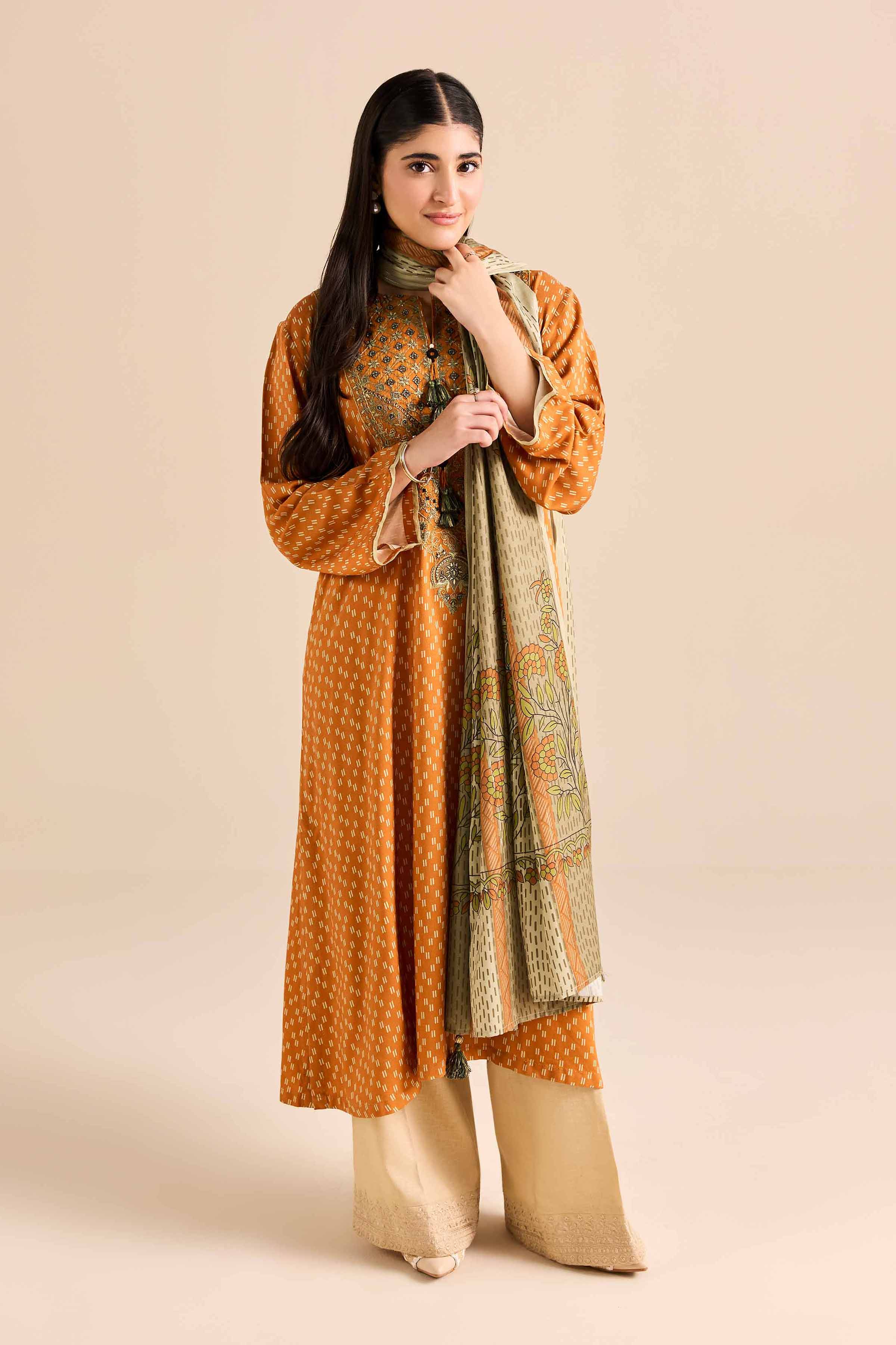 2 Piece - Printed Embroidered Suit - PW25-78