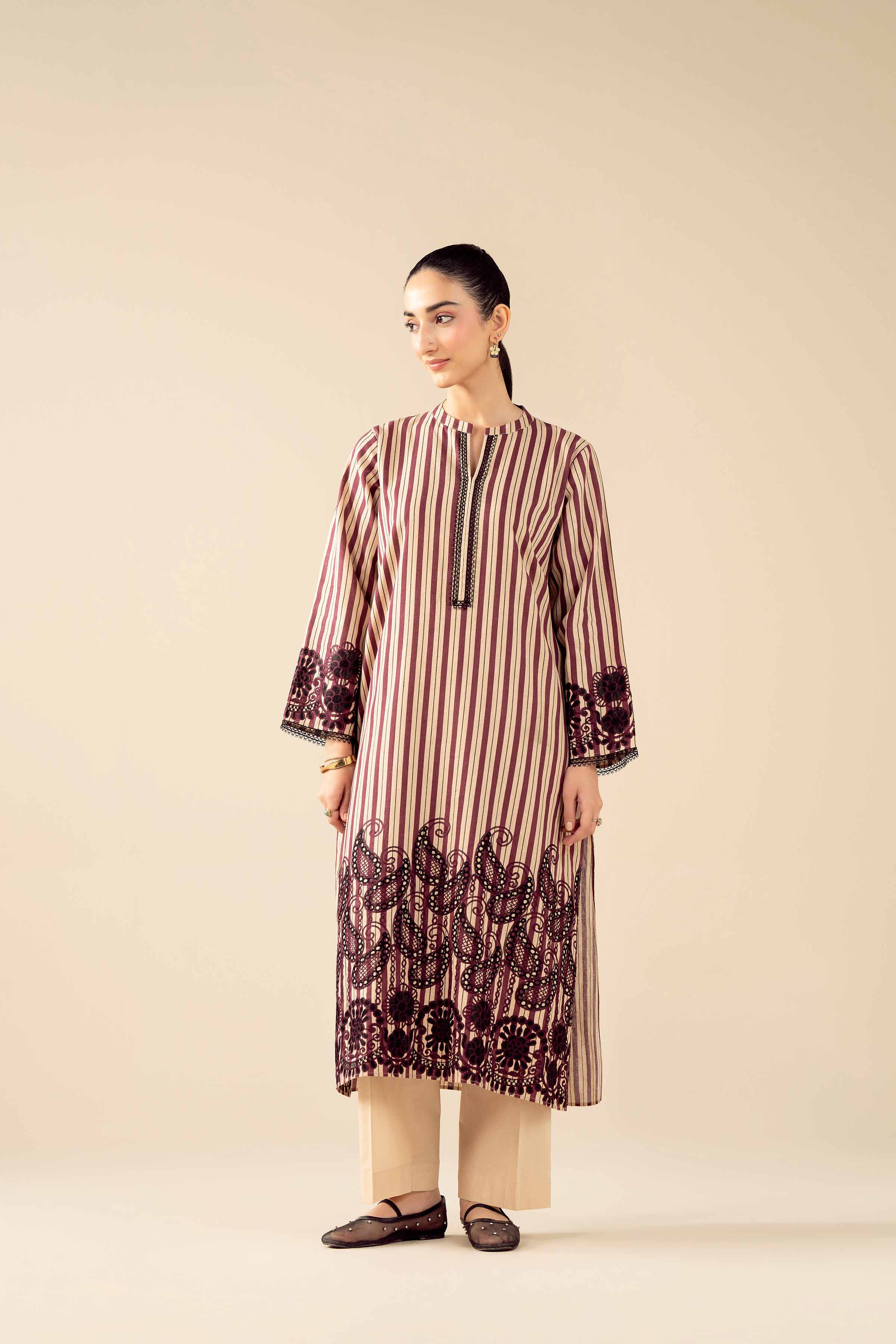 2 Piece - Printed Embroidered Suit - PW25-85