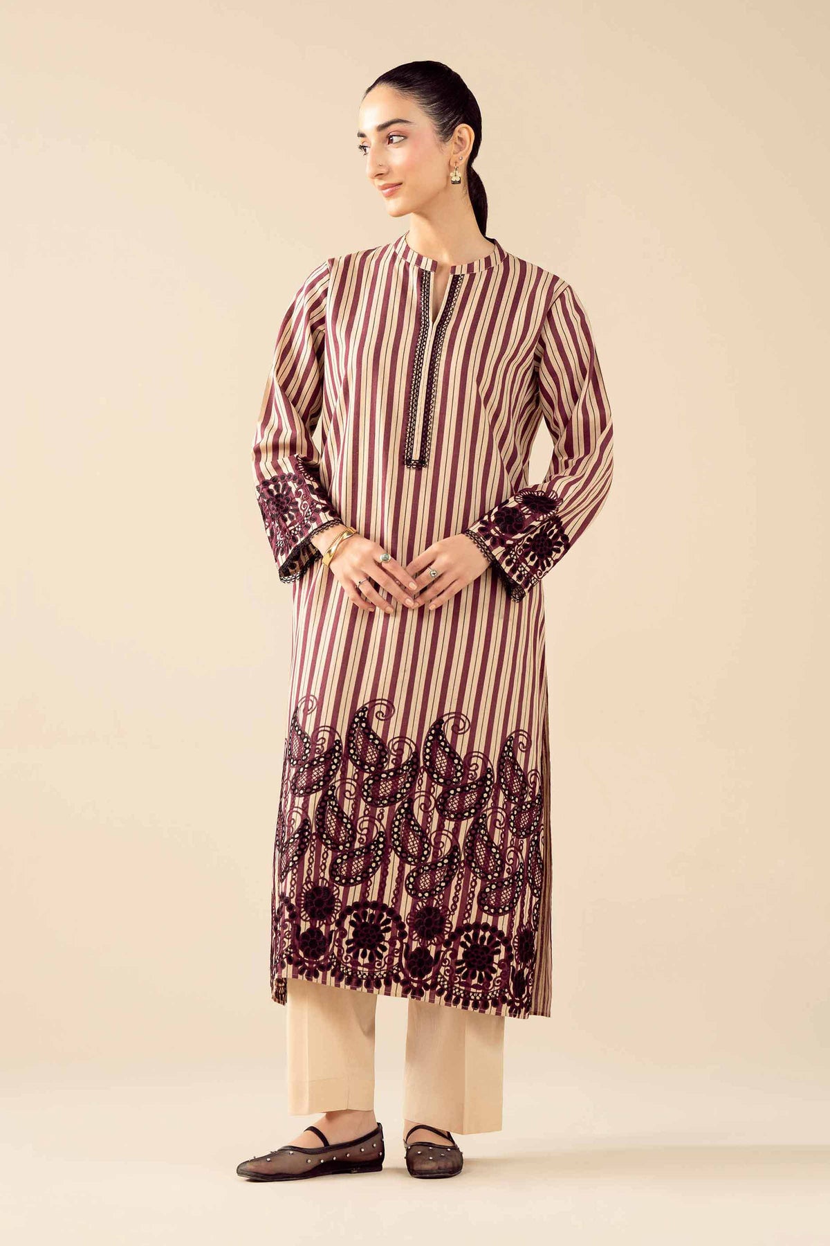 2 Piece - Printed Embroidered Suit - PW25-85