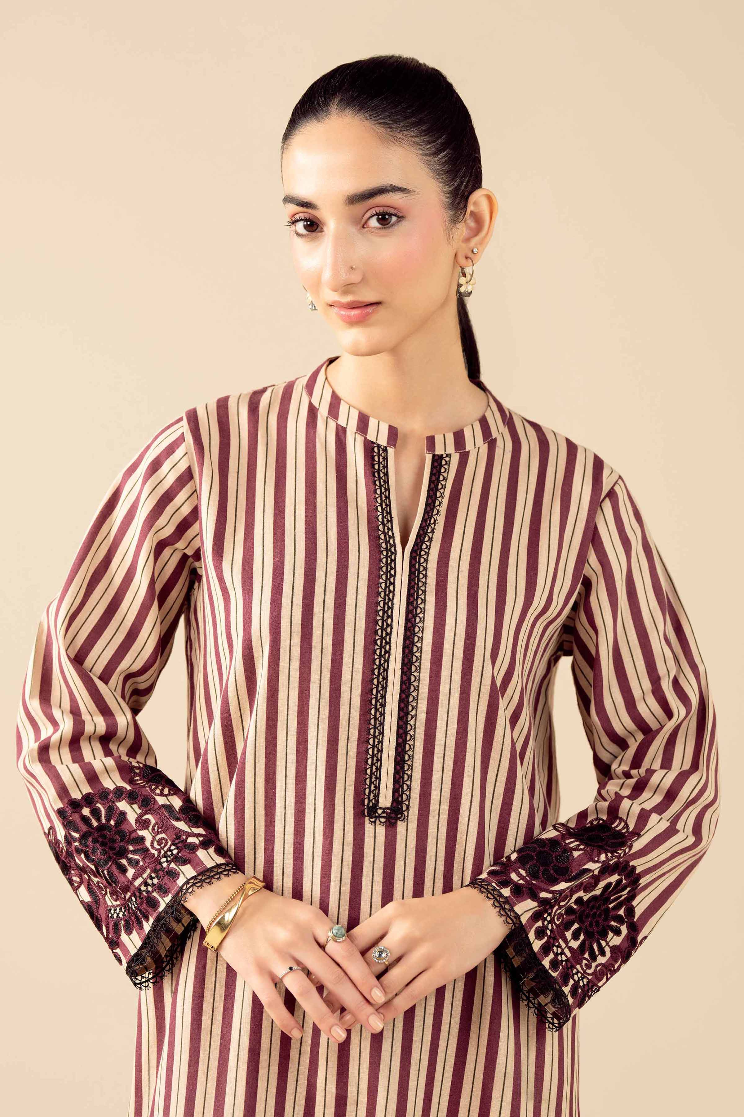 2 Piece - Printed Embroidered Suit - PW25-85