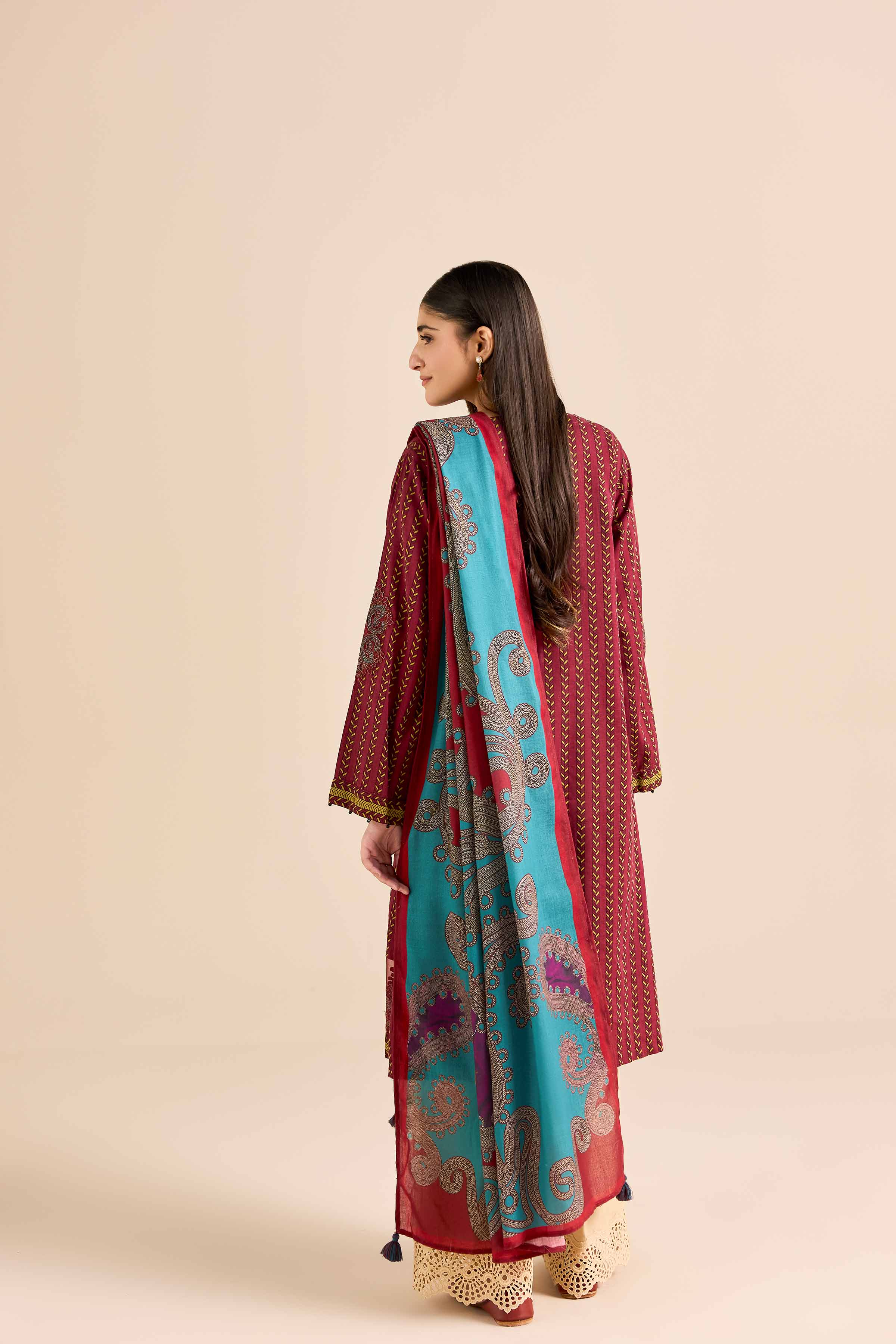 2 Piece - Printed Embroidered Suit - PW25-91