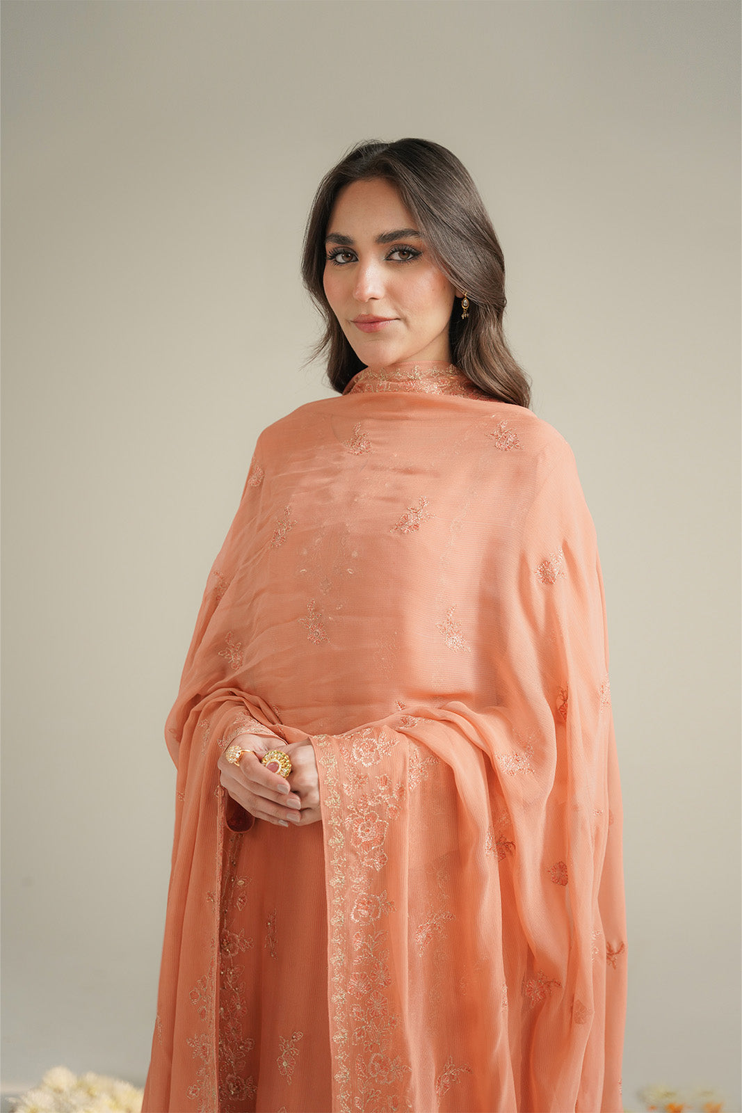 3 Piece Chiffon Embroidered Unstitched Suit (UF0039)
