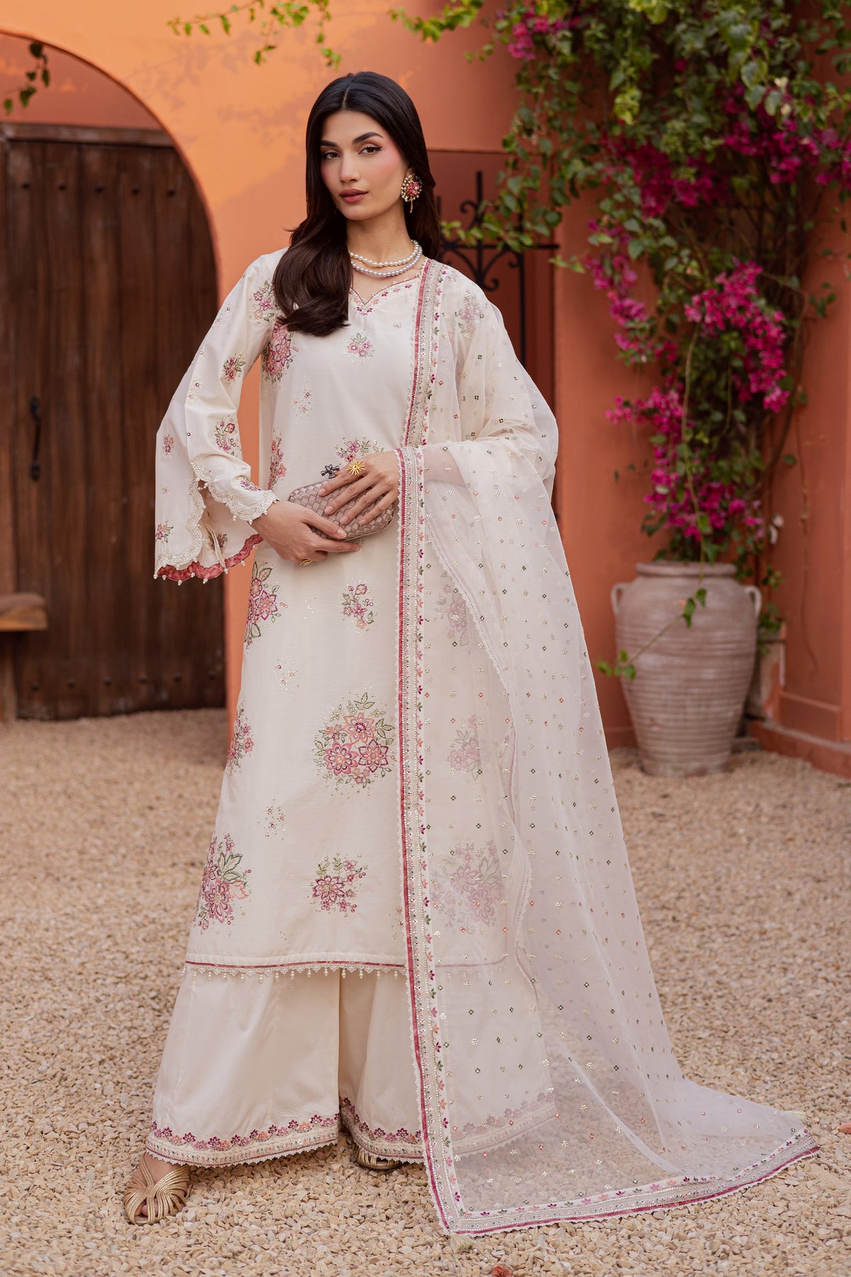 Pearl Elora 3Pc - Festive Embroidered Lawn