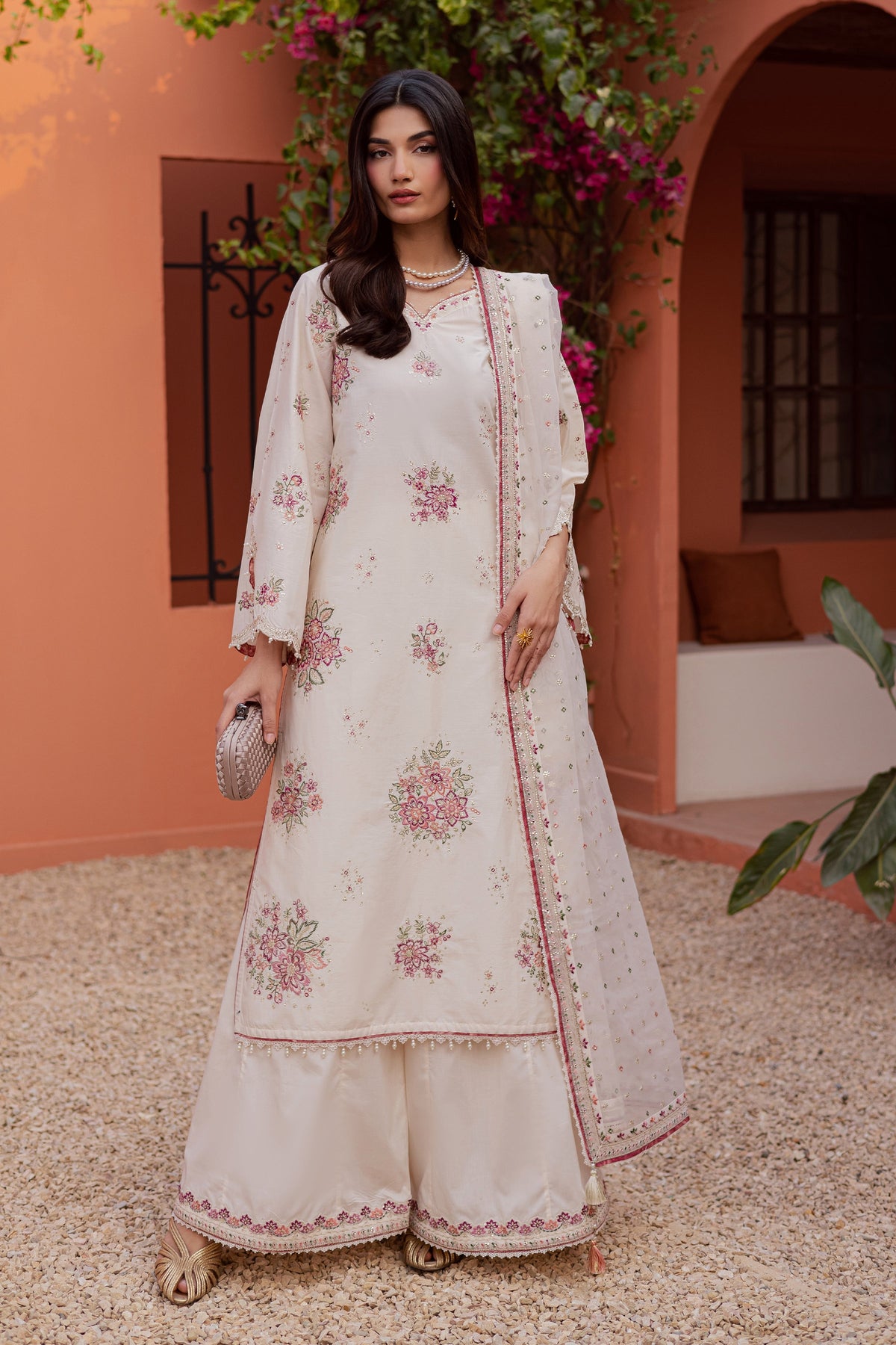 Pearl Elora 3Pc - Festive Embroidered Lawn
