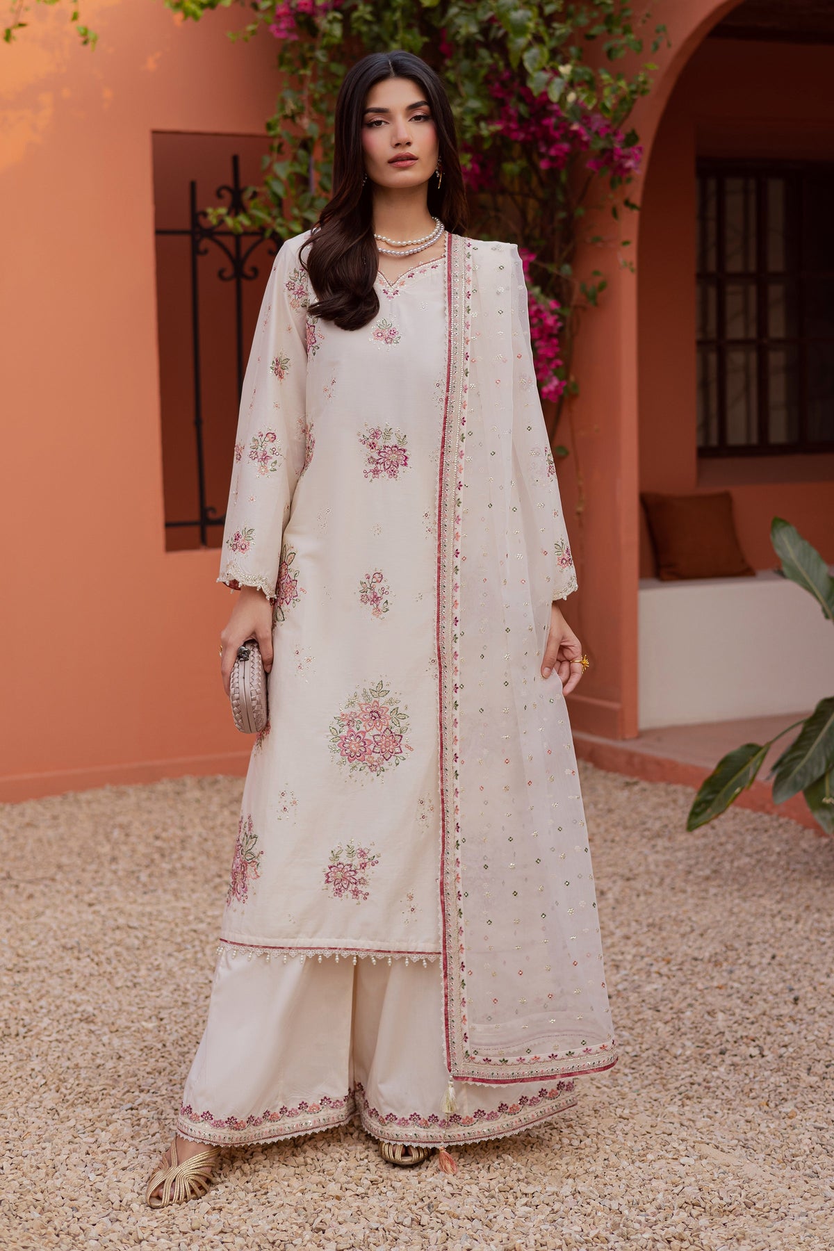 Pearl Elora 3Pc - Festive Embroidered Lawn