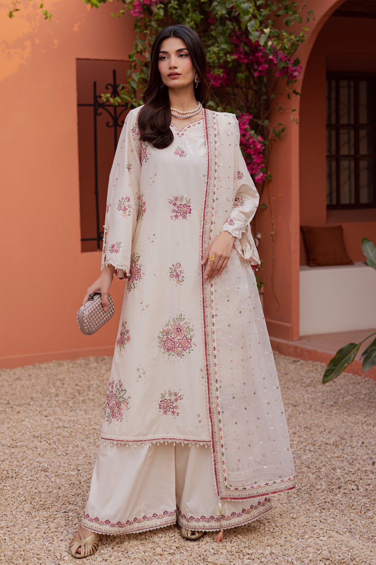 Pearl Elora 3Pc - Festive Embroidered Lawn