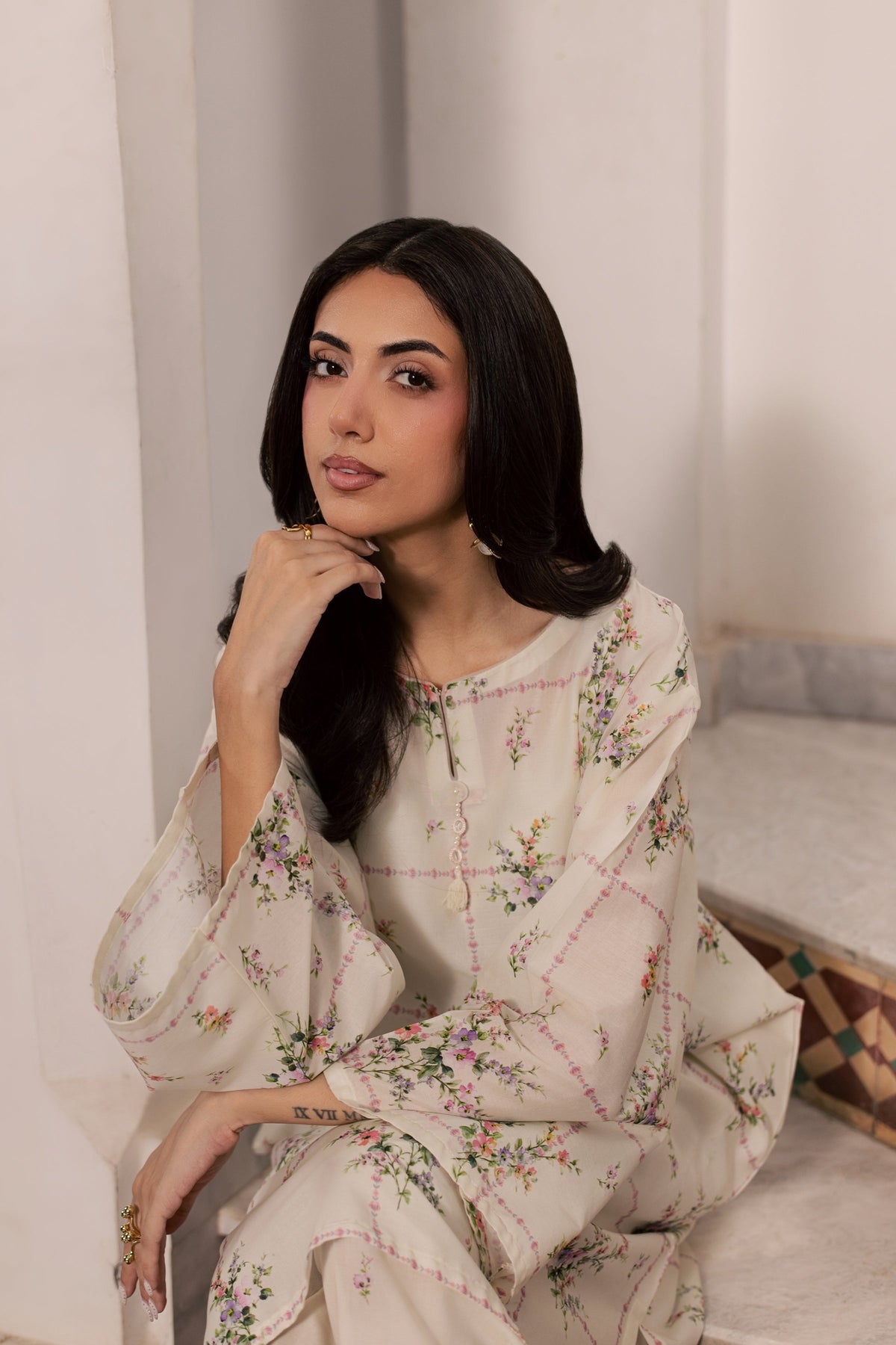 Pearl Peony 2Pc - Printed Lawn Dress