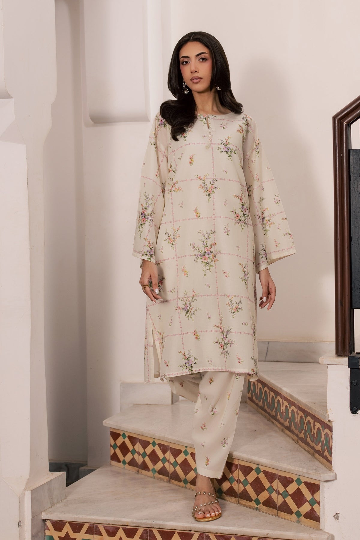 Pearl Peony 2Pc - Printed Lawn Dress