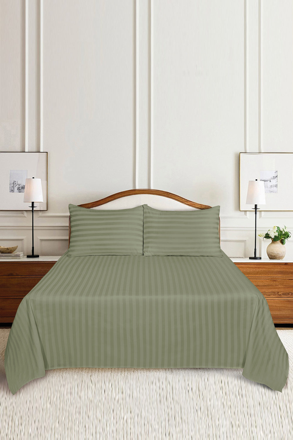 Pesto Luxury Stripe Bed Sheet Set