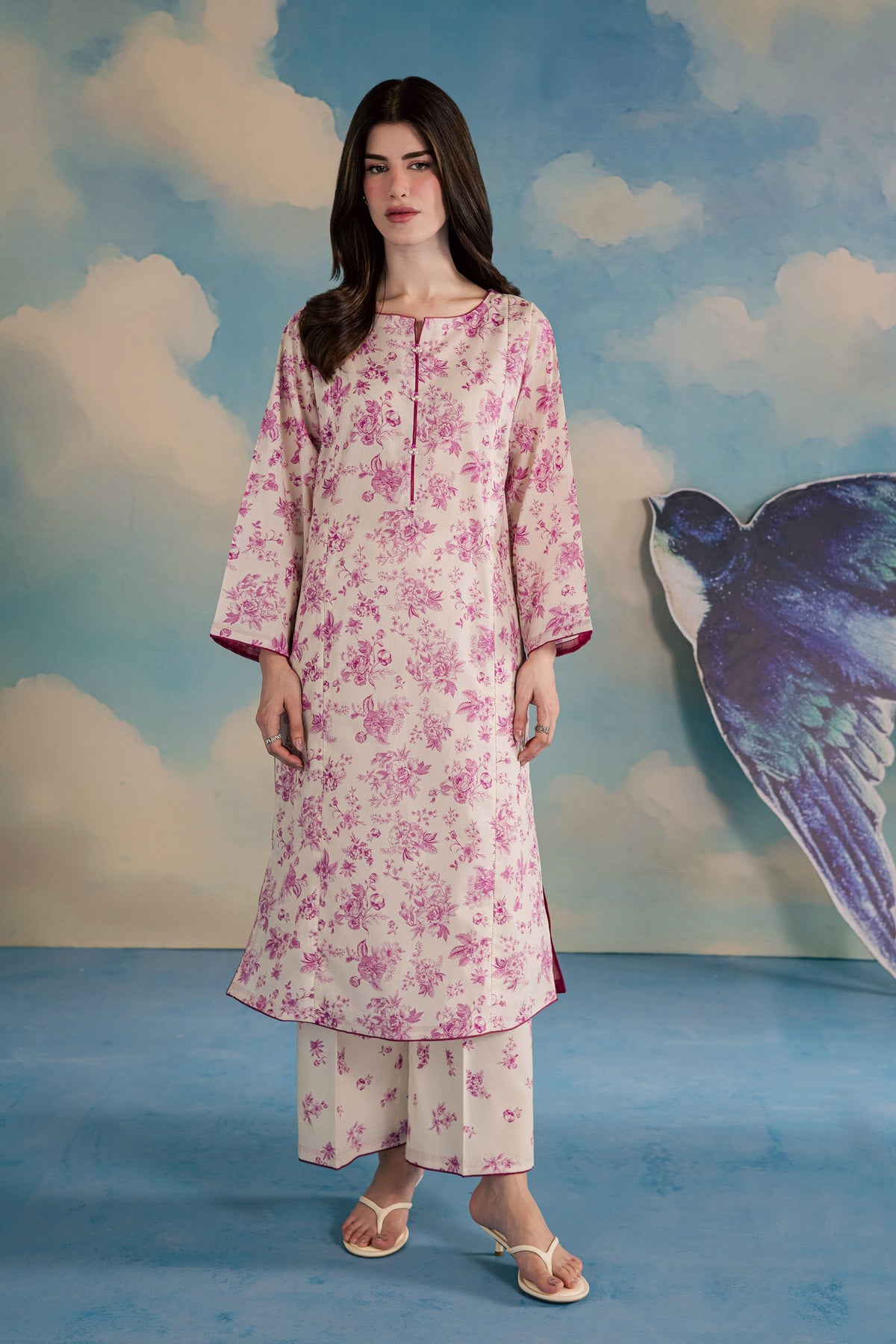 Pink Ferbera 2Pc - Printed Lawn Dress