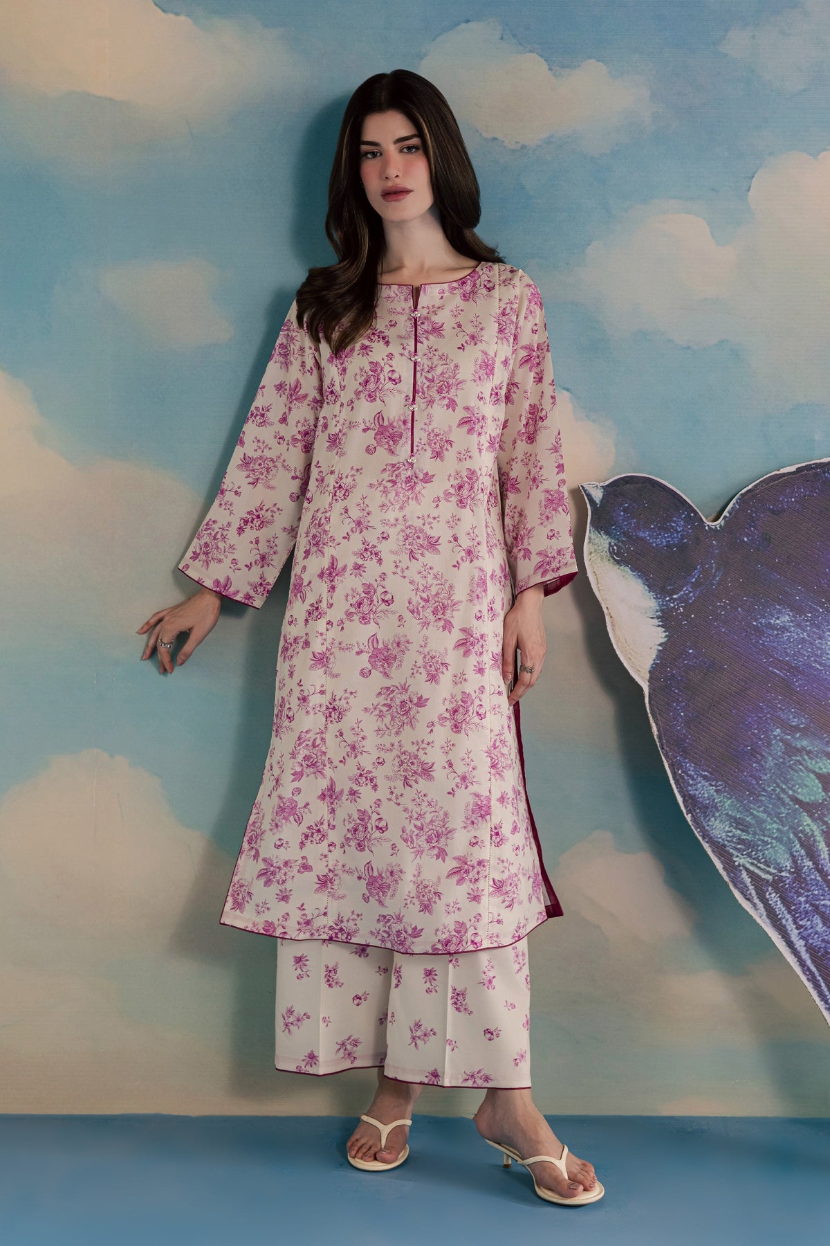 Pink Ferbera 2Pc - Printed Lawn Dress