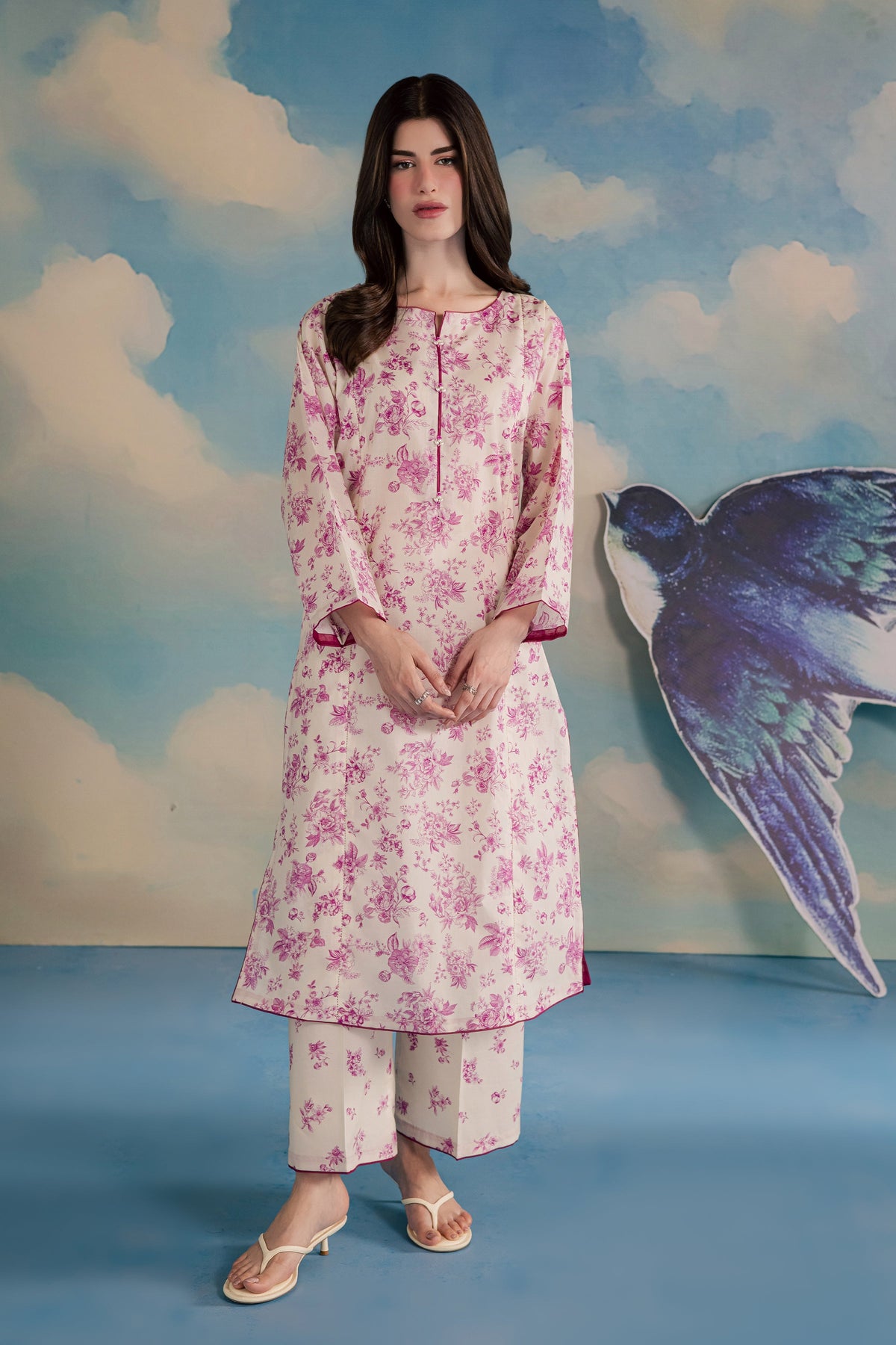 Pink Ferbera 2Pc - Printed Lawn Dress