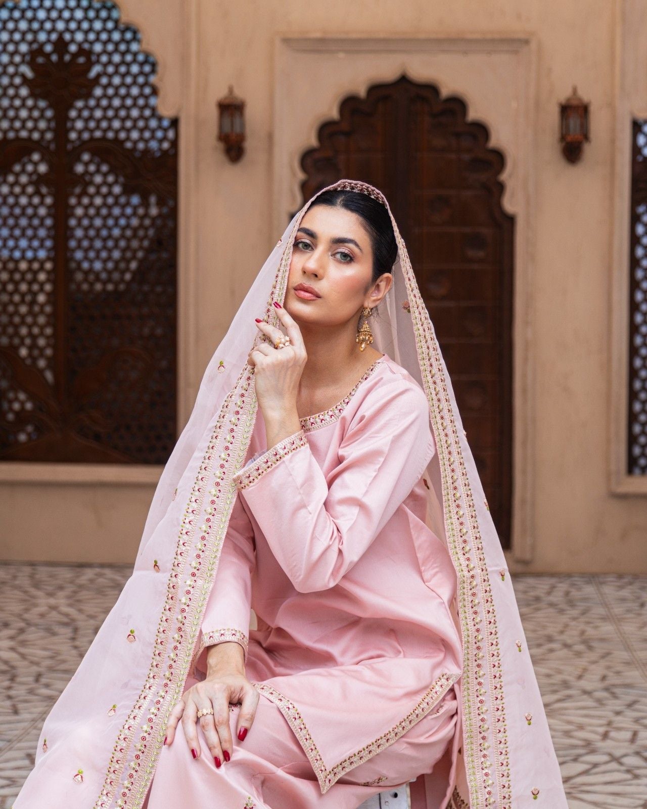 Pink Majesty Sharara Suit | Blush Pink Premium Lawn 3 Piece