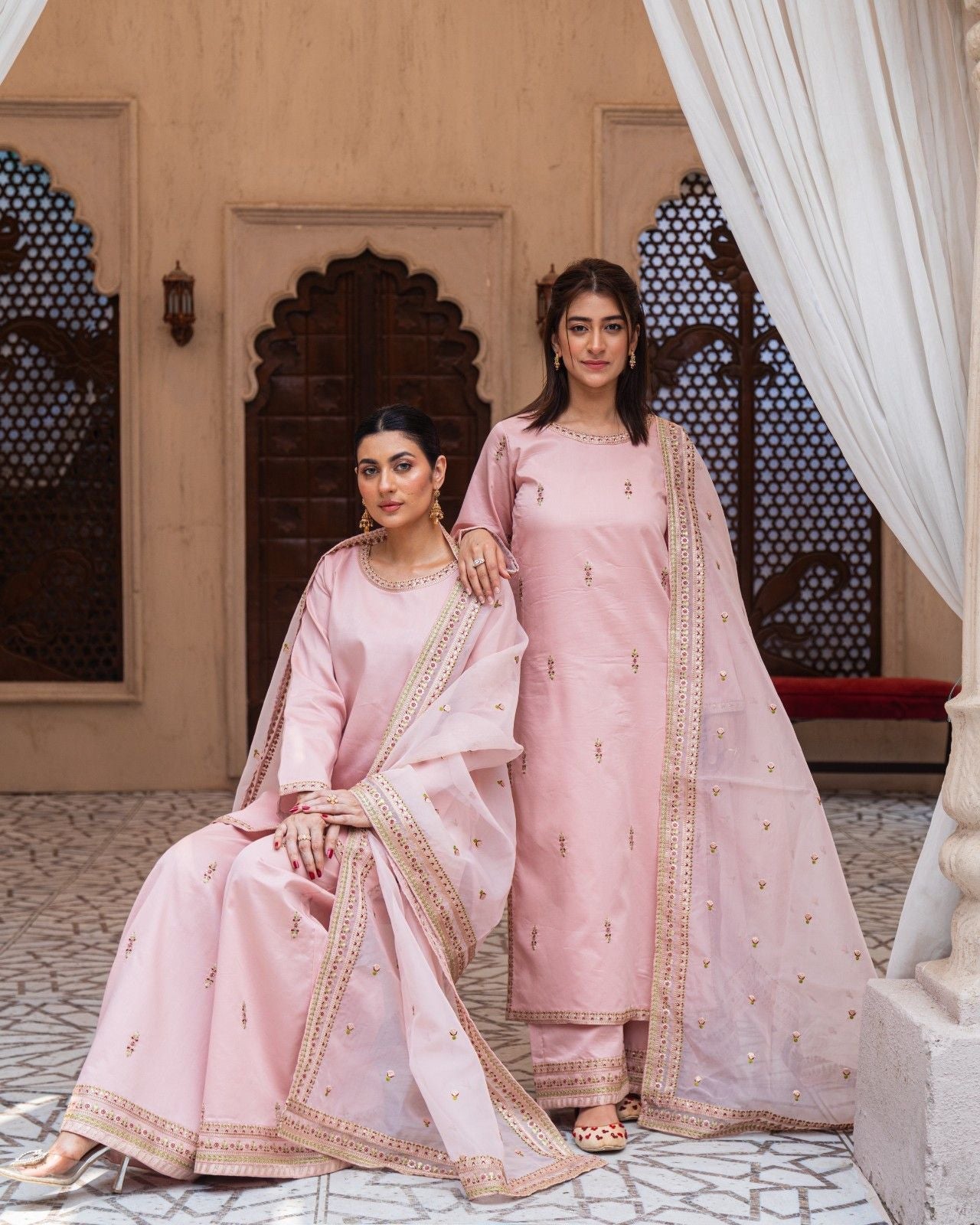 Royal Pink Majesty Sharara Suit | Blush Pink Premium Lawn 3 Piece