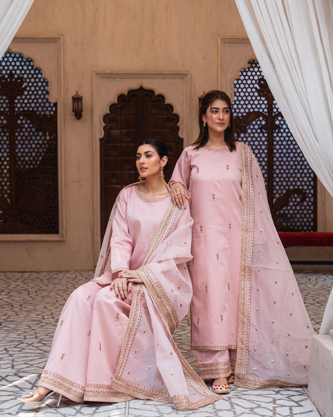 Pink Majesty Sharara Suit | Blush Pink Premium Lawn 3 Piece