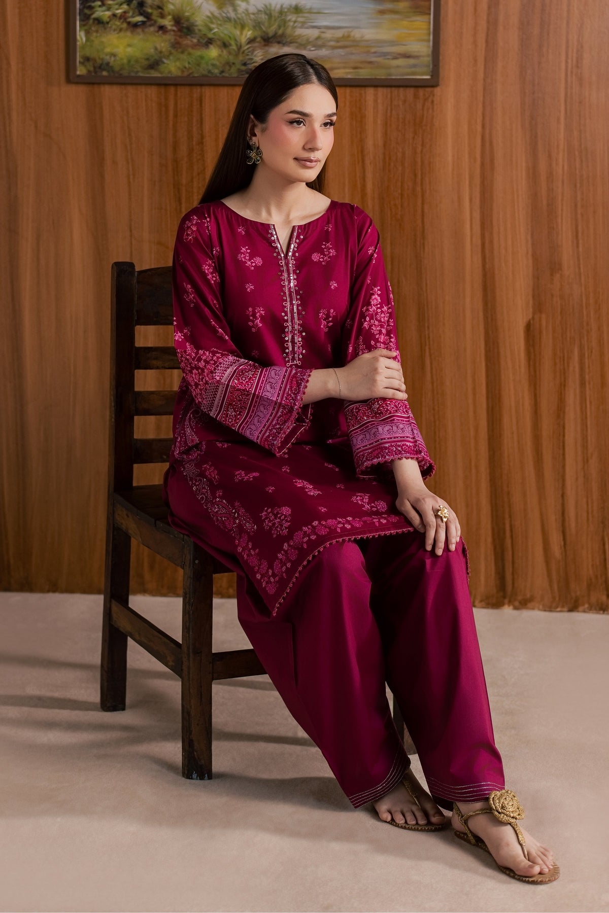 Pink Moana 2Pc - Printed Lawn Dress