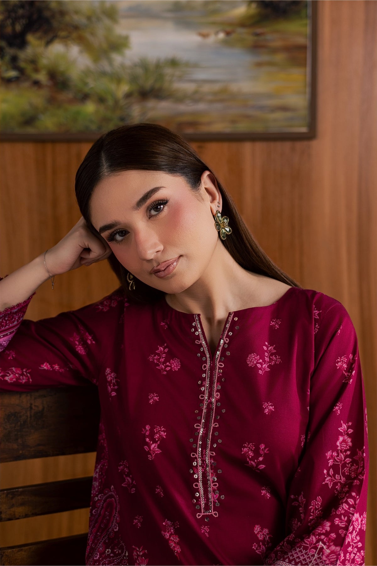 Pink Moana 2Pc - Printed Lawn Dress