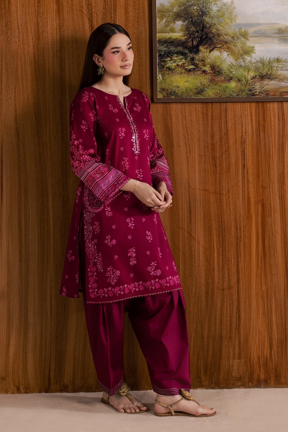 Pink Moana 2Pc - Printed Lawn Dress