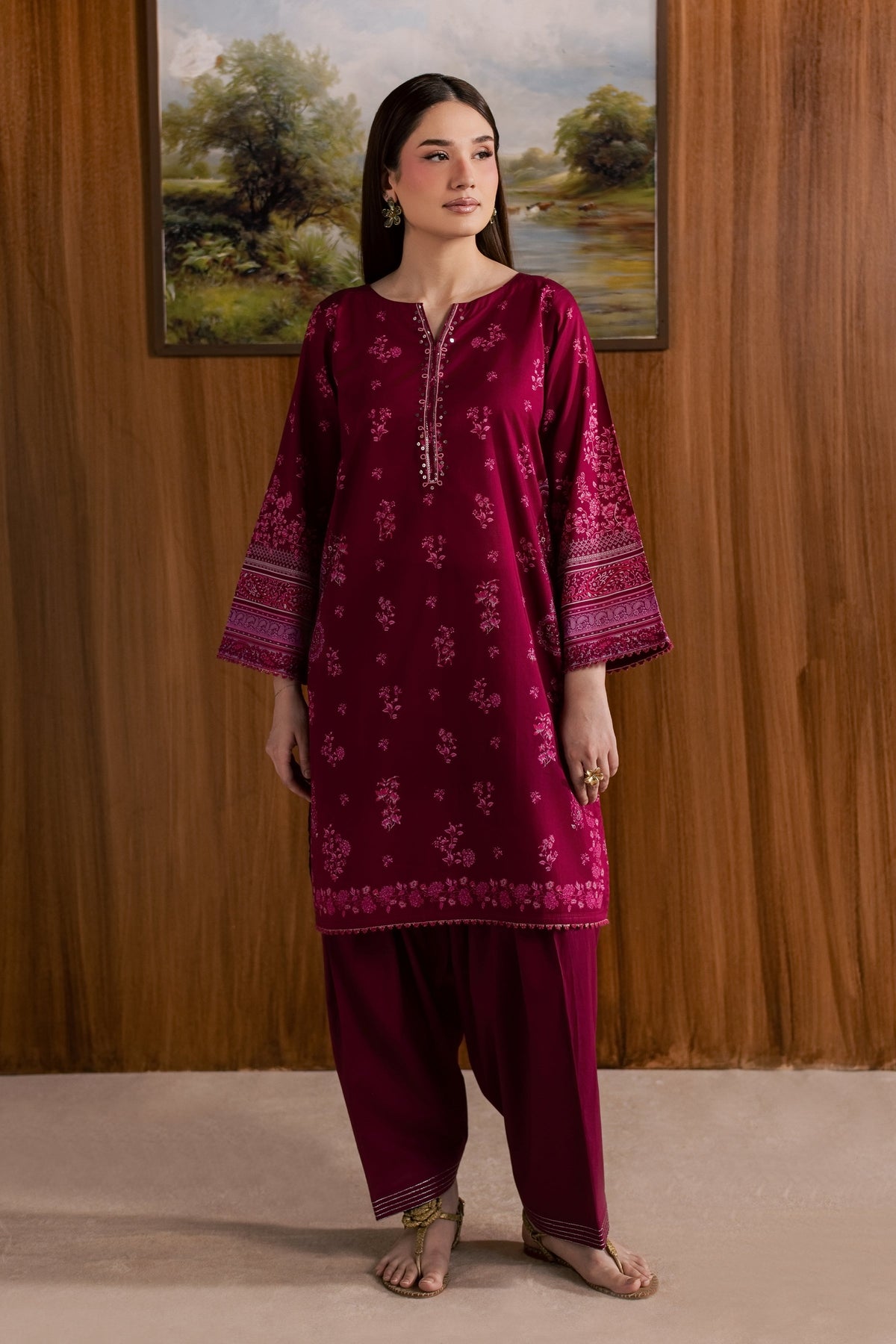 Pink Moana 2Pc - Printed Lawn Dress