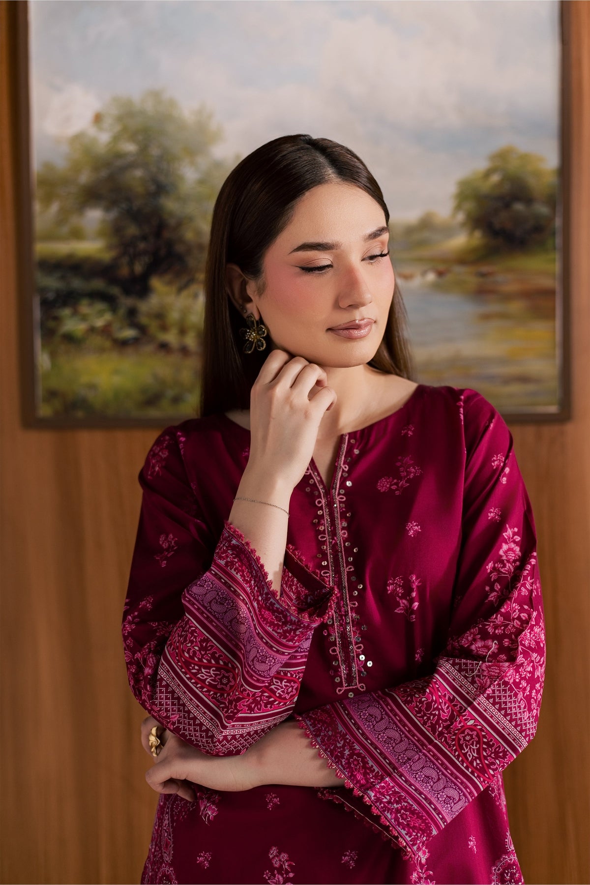Pink Moana 2Pc - Printed Lawn Dress