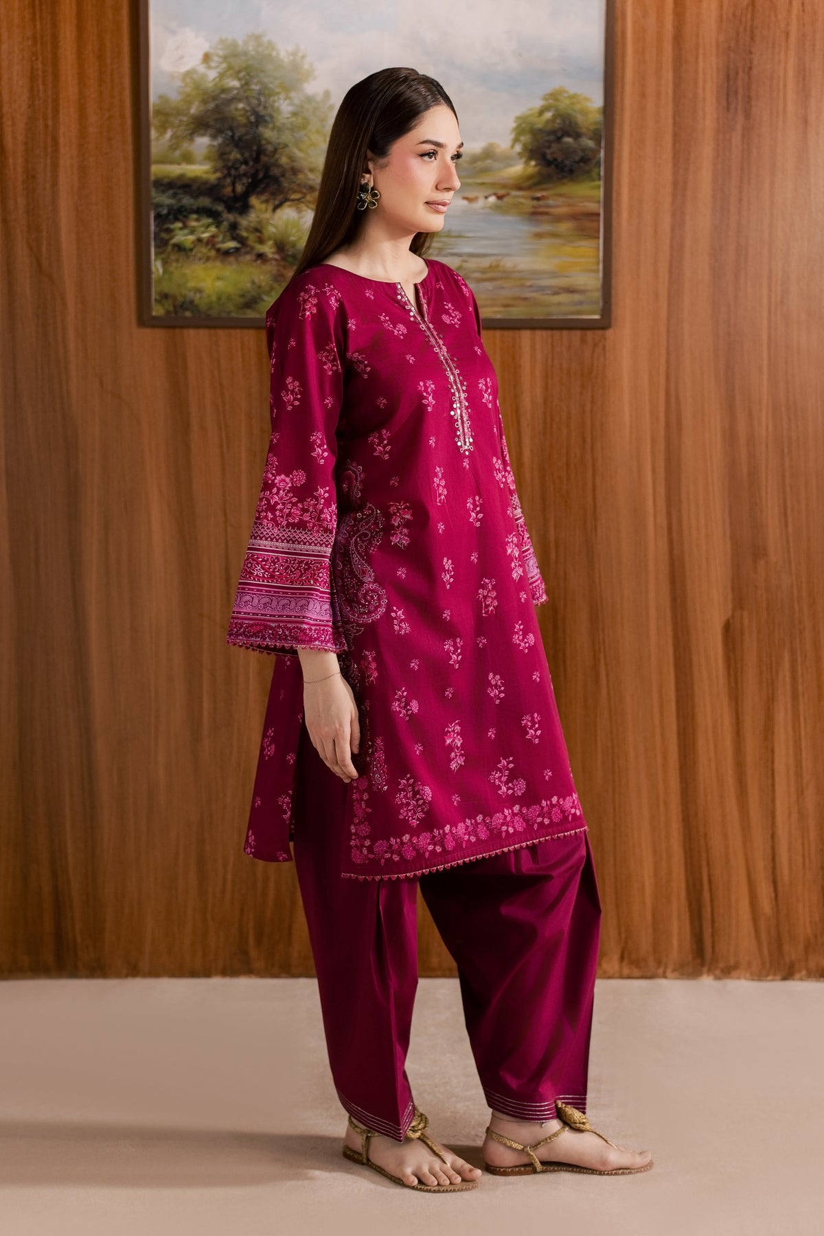 Pink Moana 2Pc - Printed Lawn Dress
