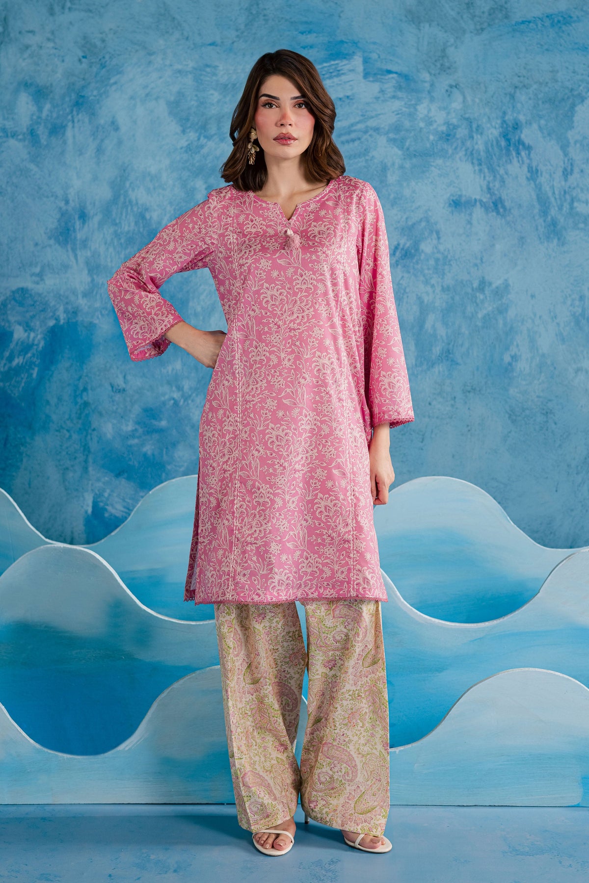 Pink Serena 2Pc - Printed Lawn Dress