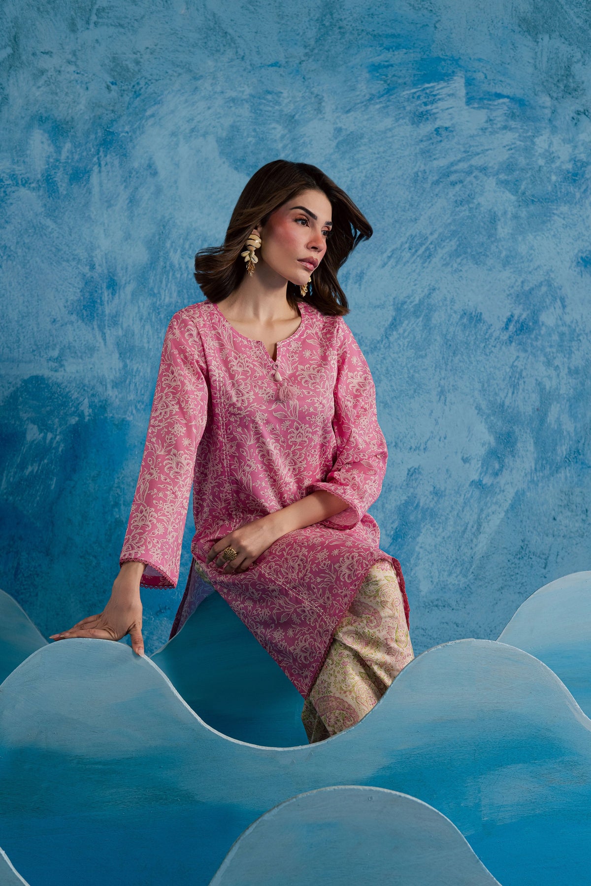 Pink Serena 2Pc - Printed Lawn Dress