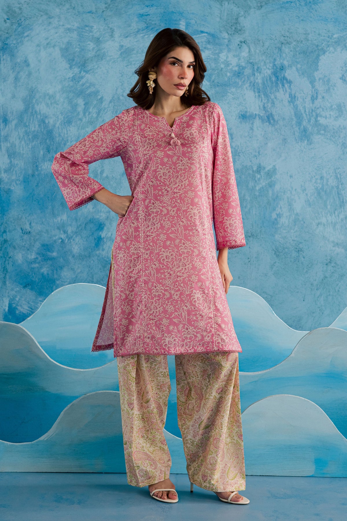 Pink Serena 2Pc - Printed Lawn Dress