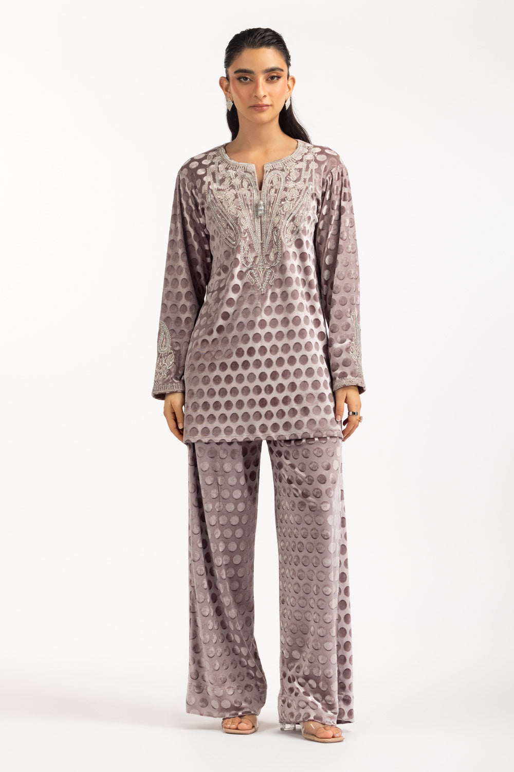 Polka Dots Velvet Co-Ord Set