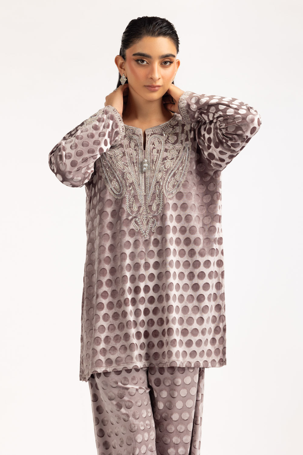 Polka Dots Velvet Co-Ord Set
