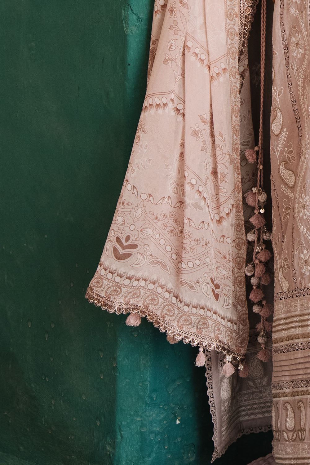 3 Piece Embroidered Lawn Suit with Borders and Printed Chiffon Dupatta