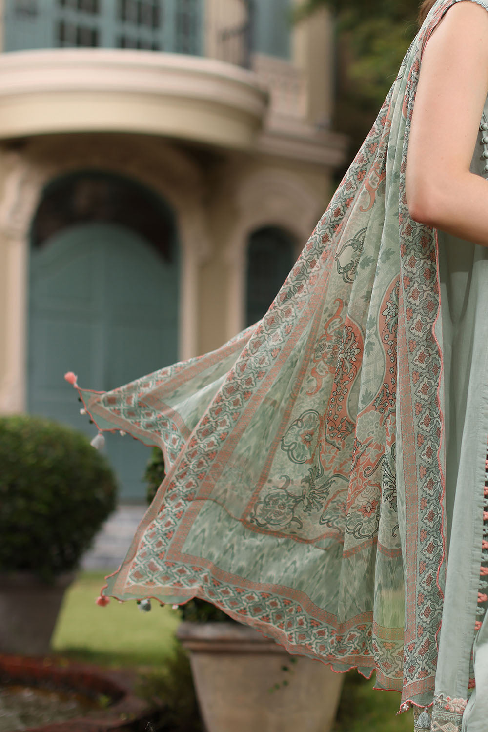 3 Piece Embroidered Lawn Suit with Chiffon Dupatta