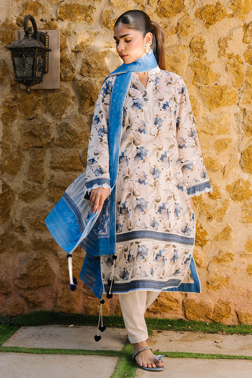 3 Piece Printed Lawn Suit With Printed Chiffon Dupatta