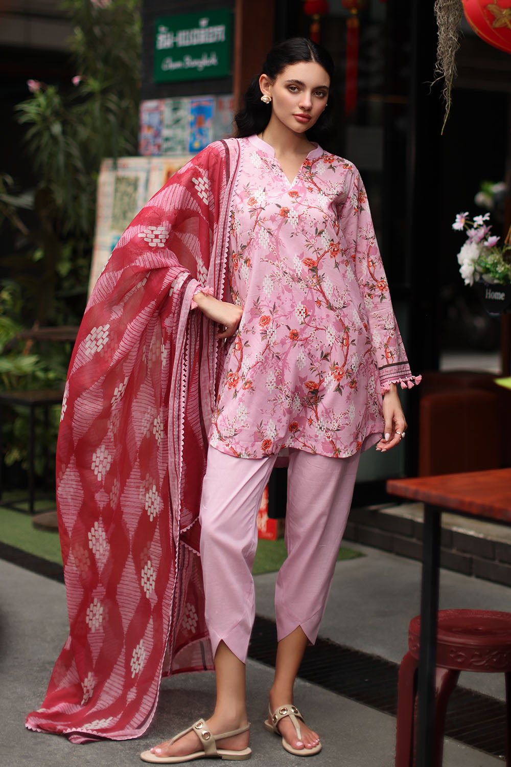 3 Piece Printed Lawn Suit with Printed Chiffon Dupatta
