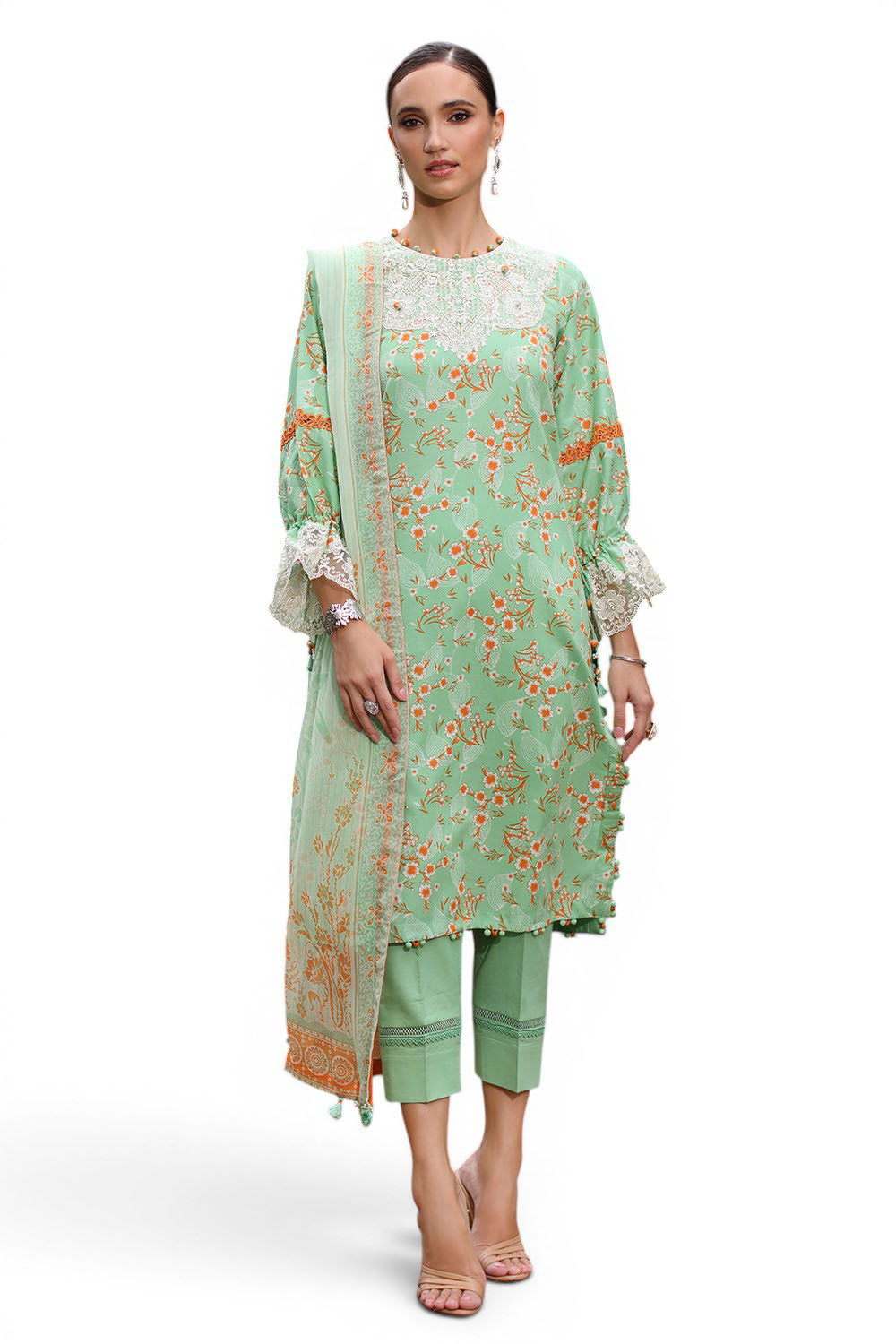 Gul Ahmed - 3 Piece Printed Lawn Suit with Chiffon Dupatta