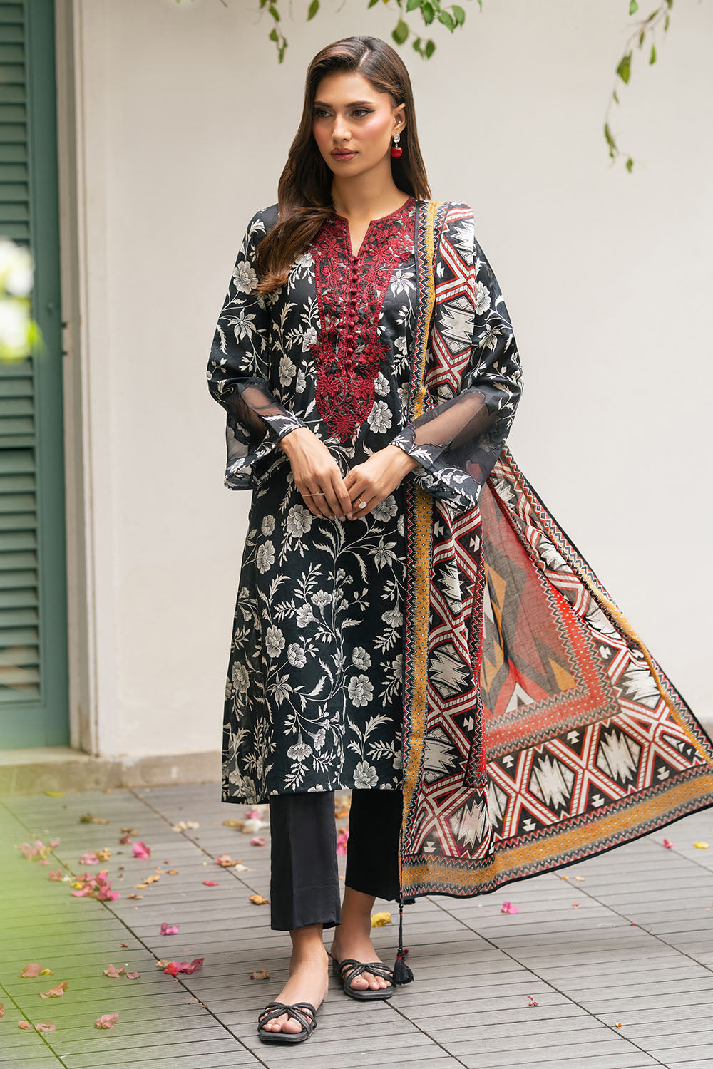 3 Piece Printed Cotton Suit