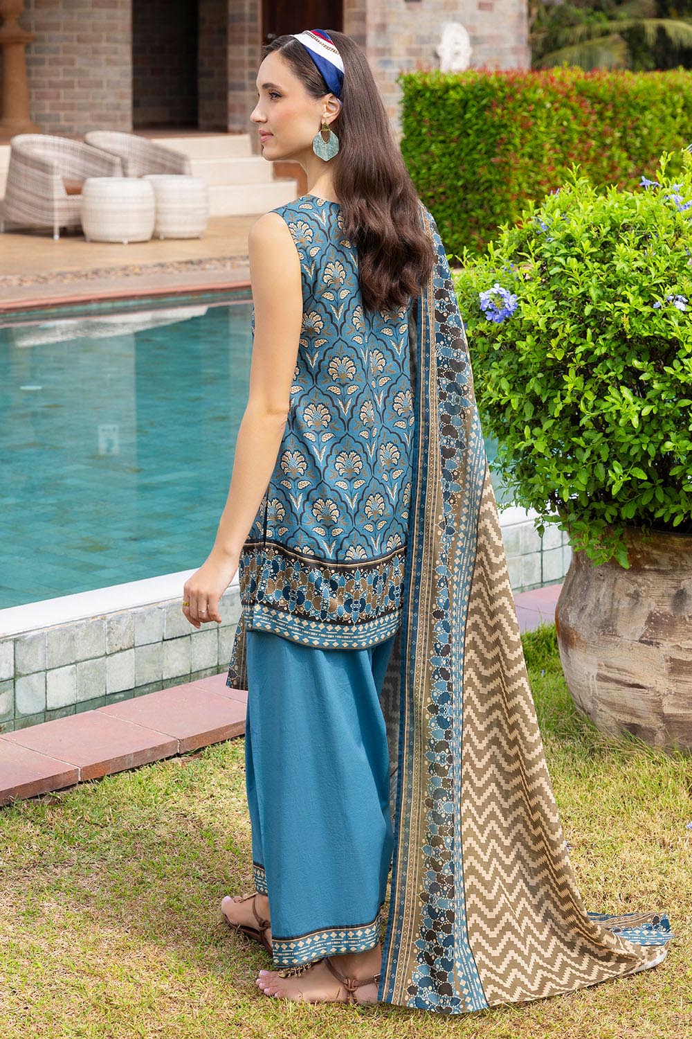 3 Piece Printed Cambric Suit with Lawn Dupatta