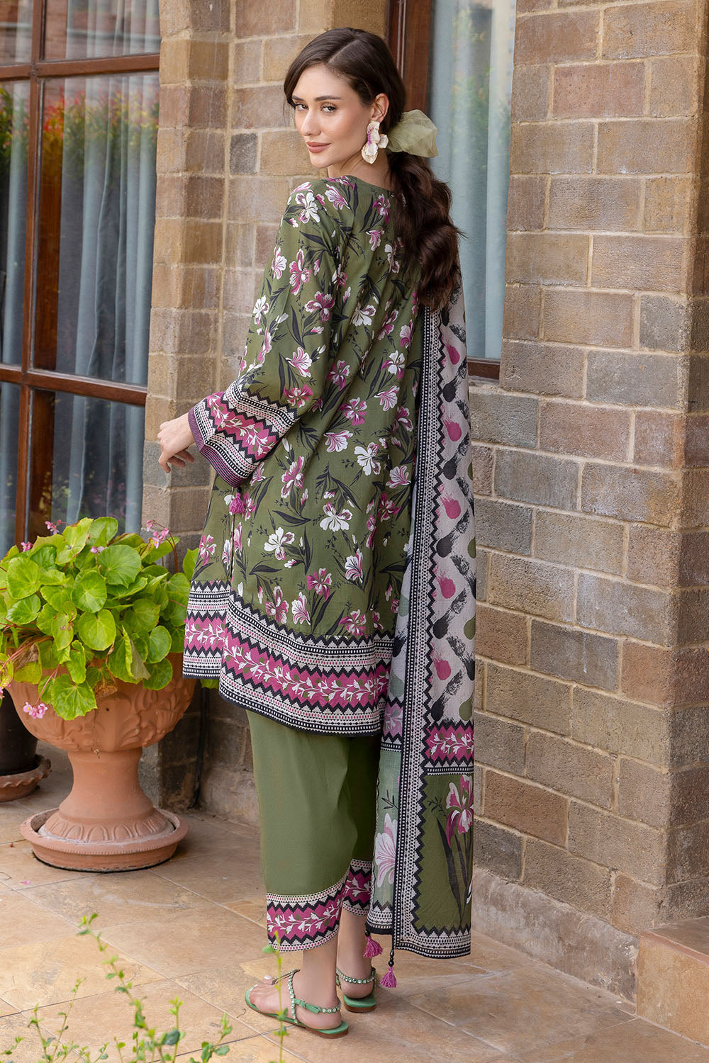 3 Piece Printed Cambric Suit with Lawn Dupatta