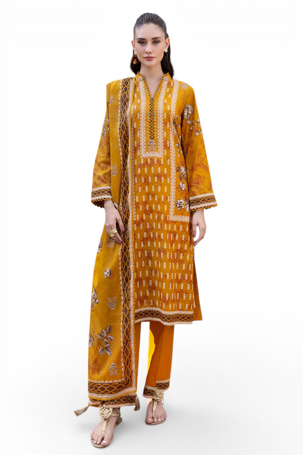 3 Piece Printed Cambric Suit with Lawn Dupatta CBN-62010
