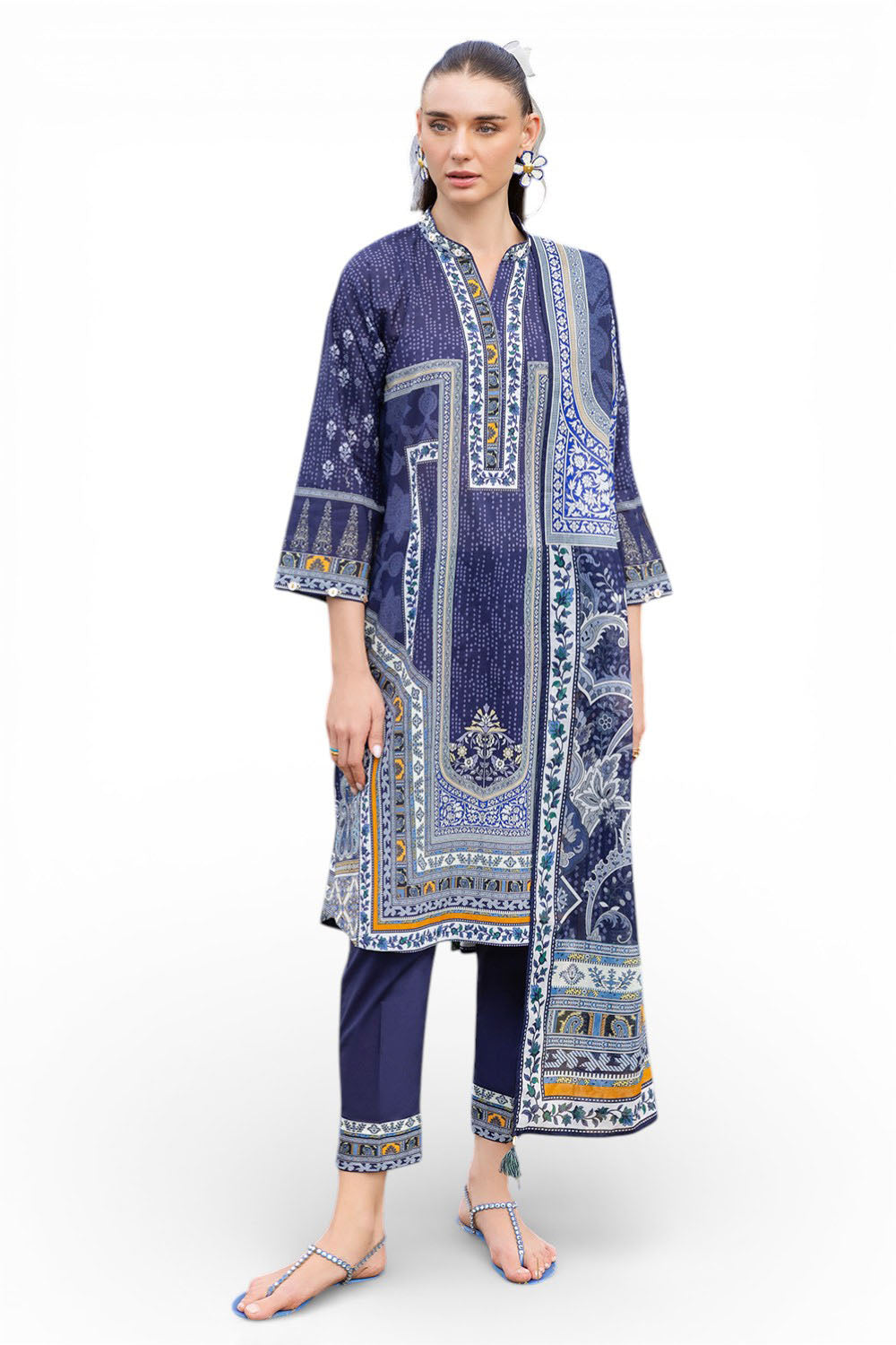 3 Piece Printed Cambric Suit with Lawn Dupatta CBN-62018