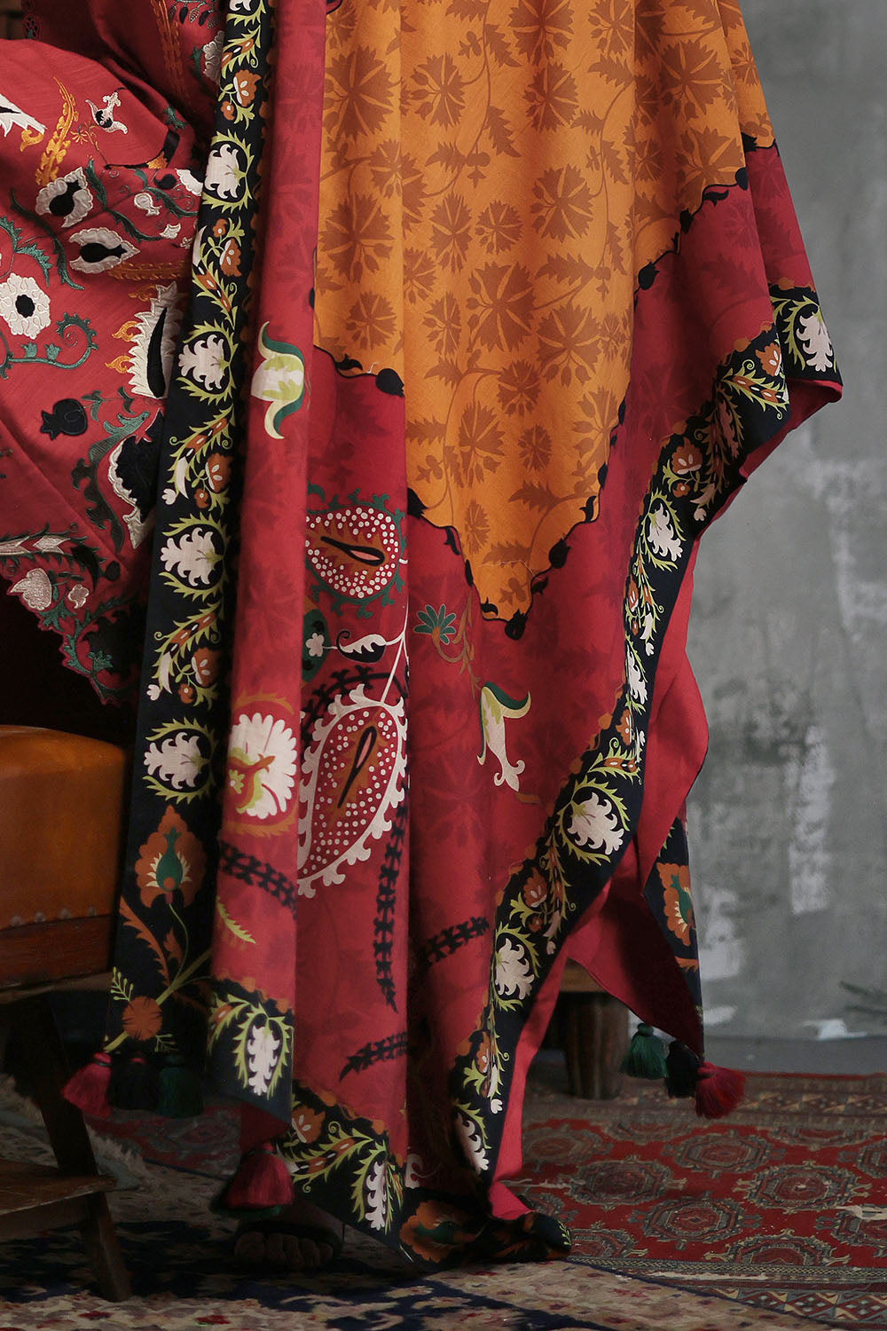 3 Piece Embroidered Khaddar Suit with Printed Khaddar Dupatta