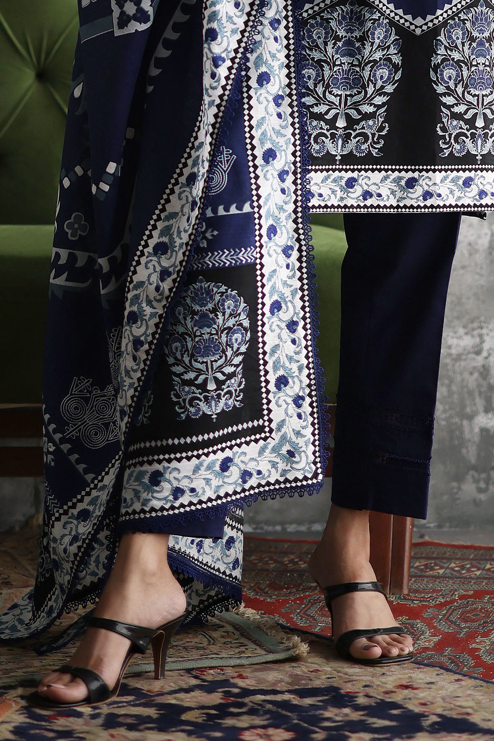 3 Piece Embroidered Printed Khaddar Suit with Printed Khaddar Dupatta